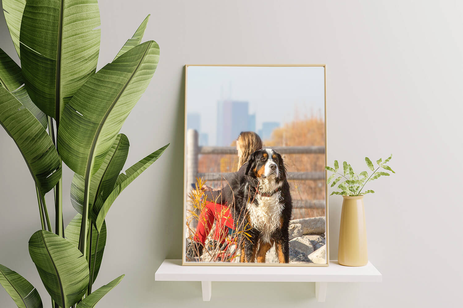 FRAMED PHOTO ON A SHELF IS AN EASY WAY TO DISPLAY SMALLER PRINTS