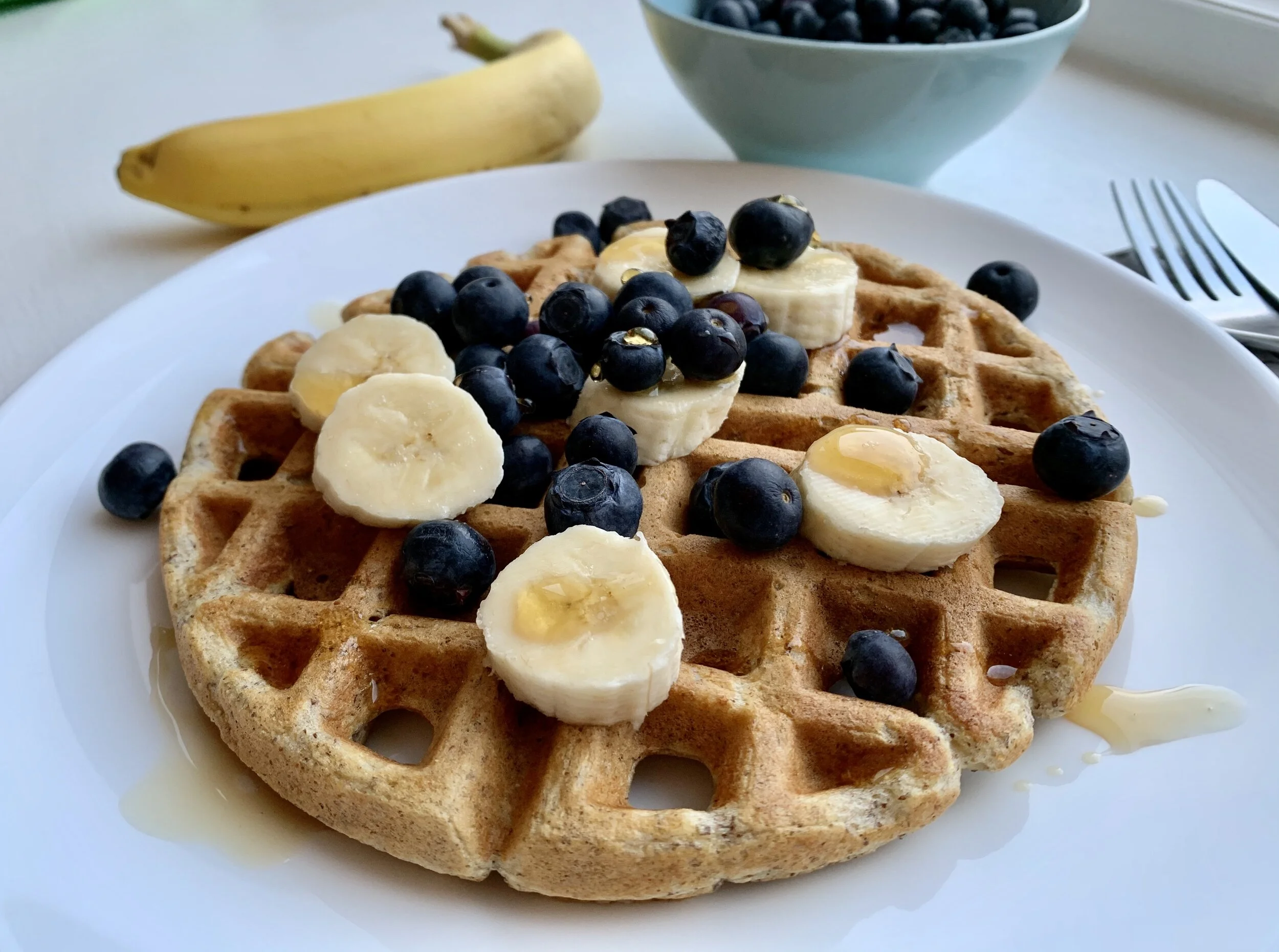 Whole Grain Banana Flax Waffles