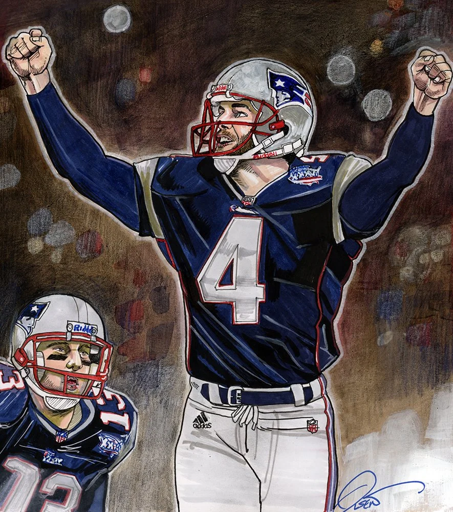 Pro Football Hall of Fame kicker Adam Vinatieri of the New England Patriots by Dave Olsen