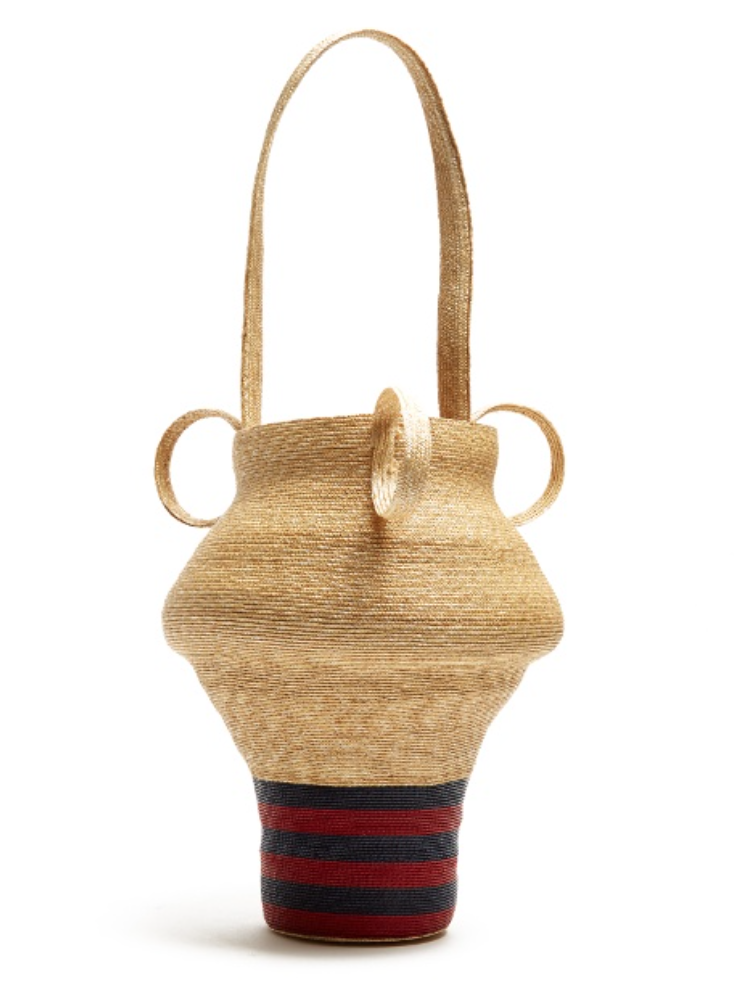 Striped Woven Straw Bag - Rosie Assoulin