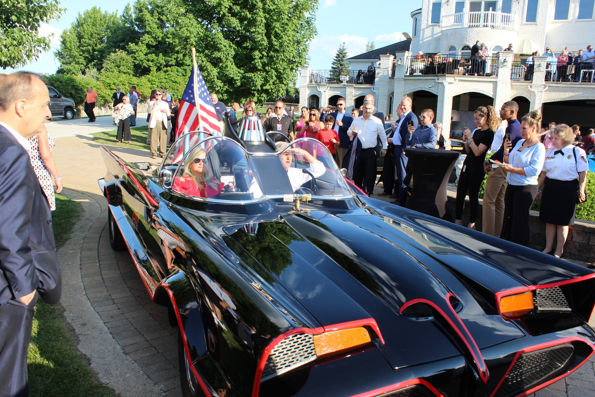  Many unique cars were presented at the fundraiser, including this replica of the famed “Batmobile.” 