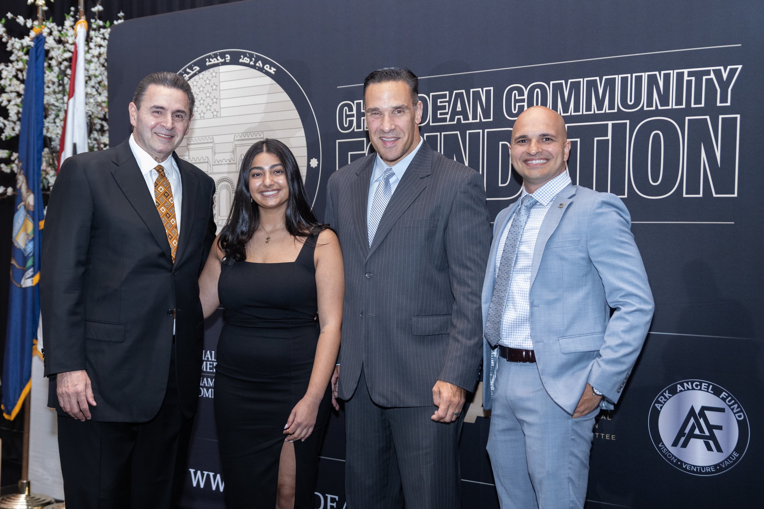  Left to Right: Anmar Sarafa, Mirna Daghilian, Sterling Heights Police Chief Dale Dwojakowski, and Sterling Heights Police Officer Lamar Kashat. 