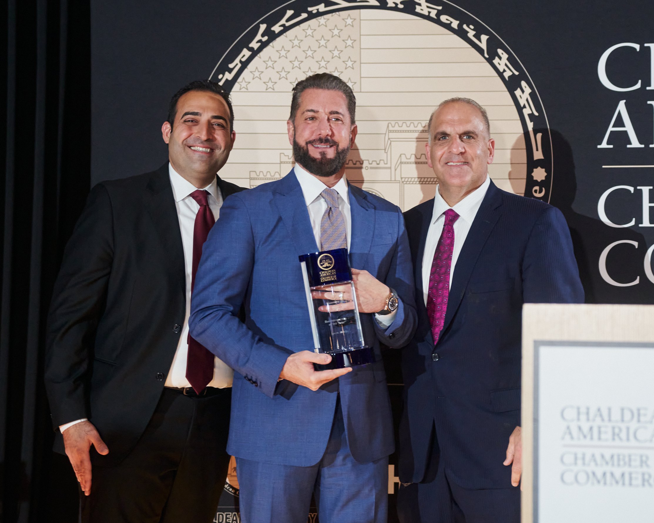  CACC’s Businessperson of the Year Ron Boji, flanked by CACC Chair Sly Sandiha (left) and Vice Chair Kevin Denha (right).  