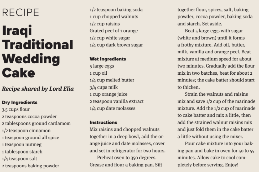 Iraqi traditional wedding cake recipe