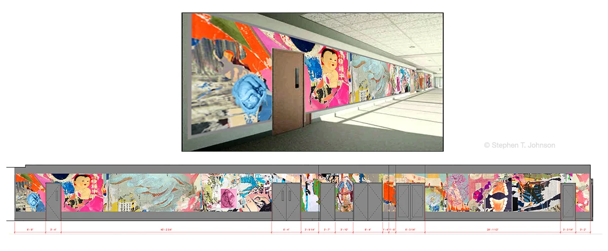 Contextual Rendering:  Ground Level, North Corridor, University of Kansas Medical Center, Health Education Building