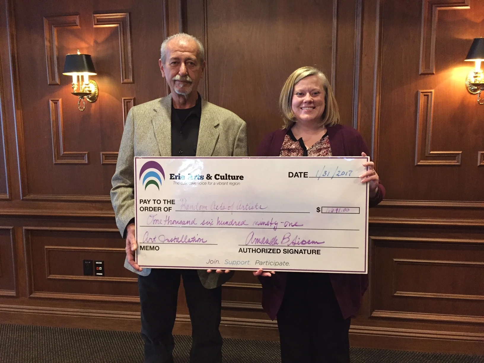 PPA check presentation a the Shenango Valley Chamber of Commerce 2017 Outlook breakfast
