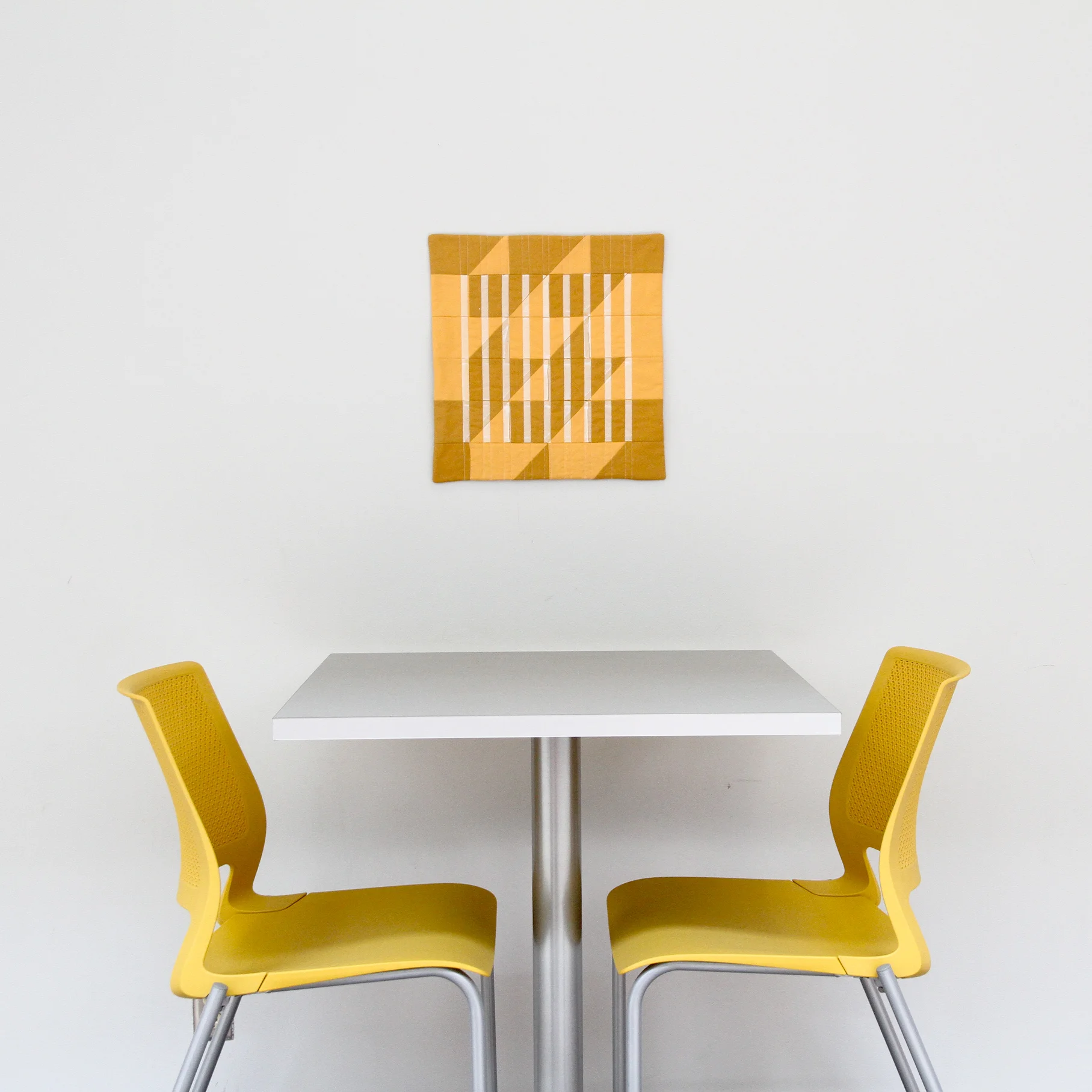 mustard Lenten Twelves One printed, quilted, and faced