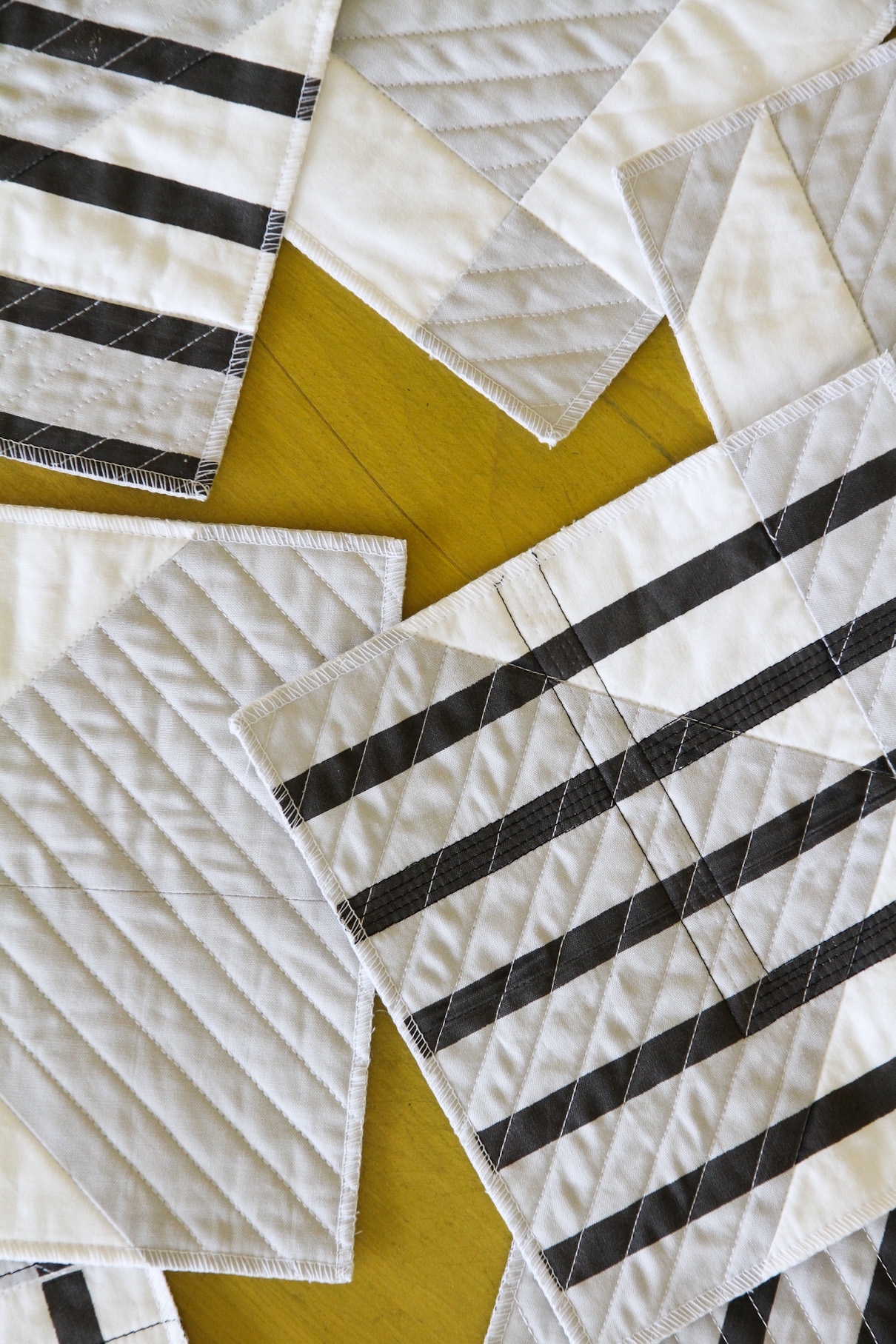 deconstructed and printed black and white modern quilt