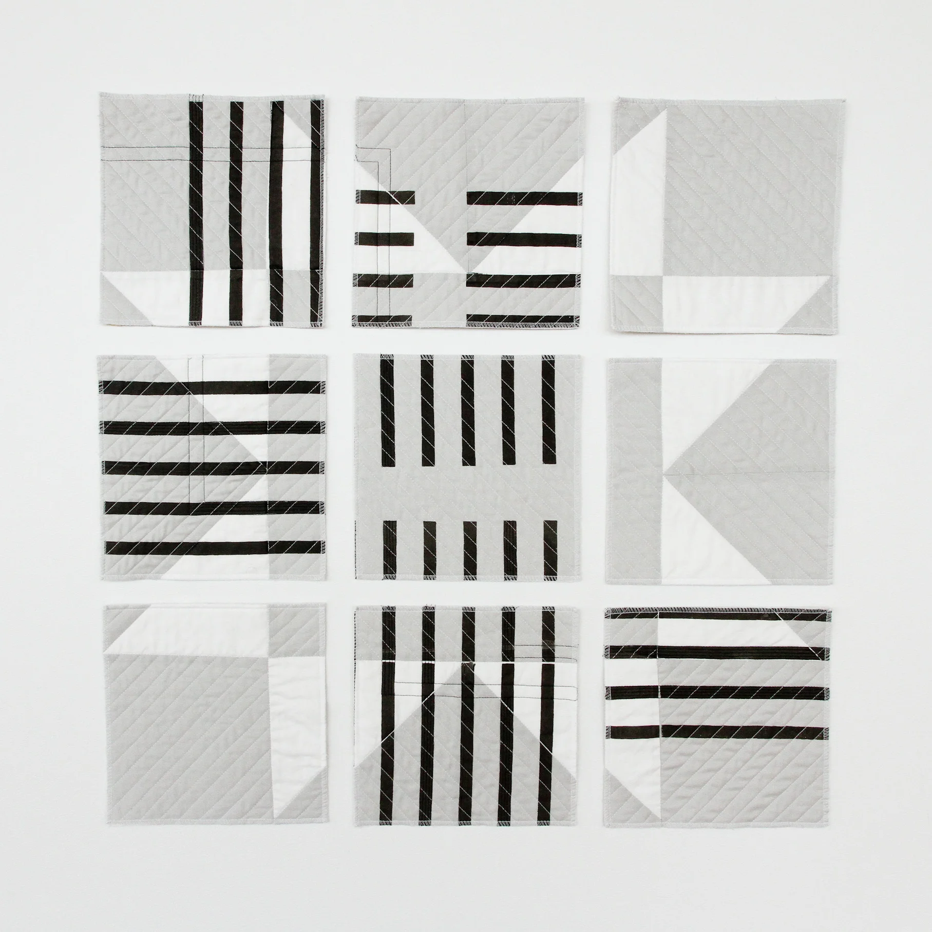 deconstructed and printed black and white modern quilt