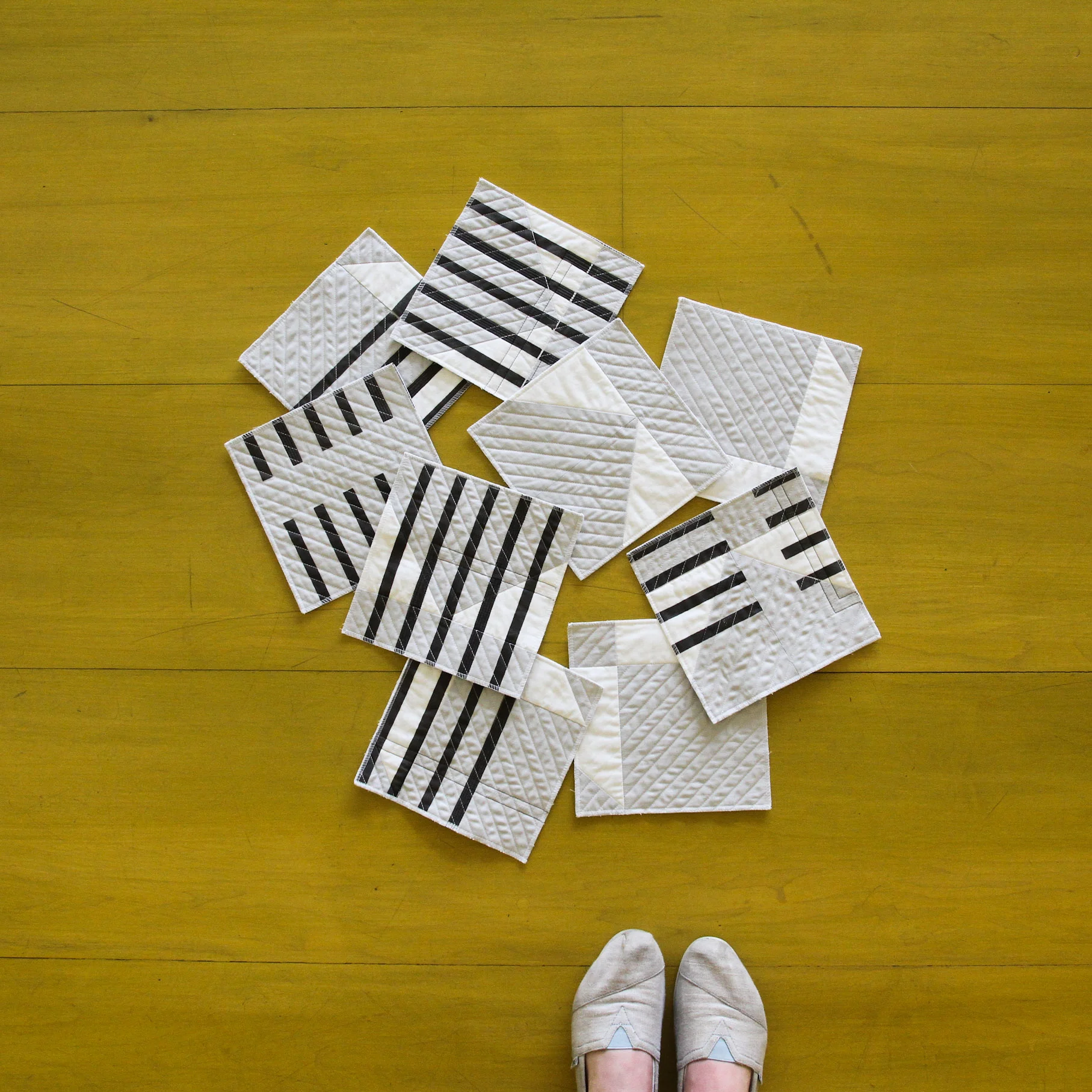 deconstructed and printed black and white modern quilt