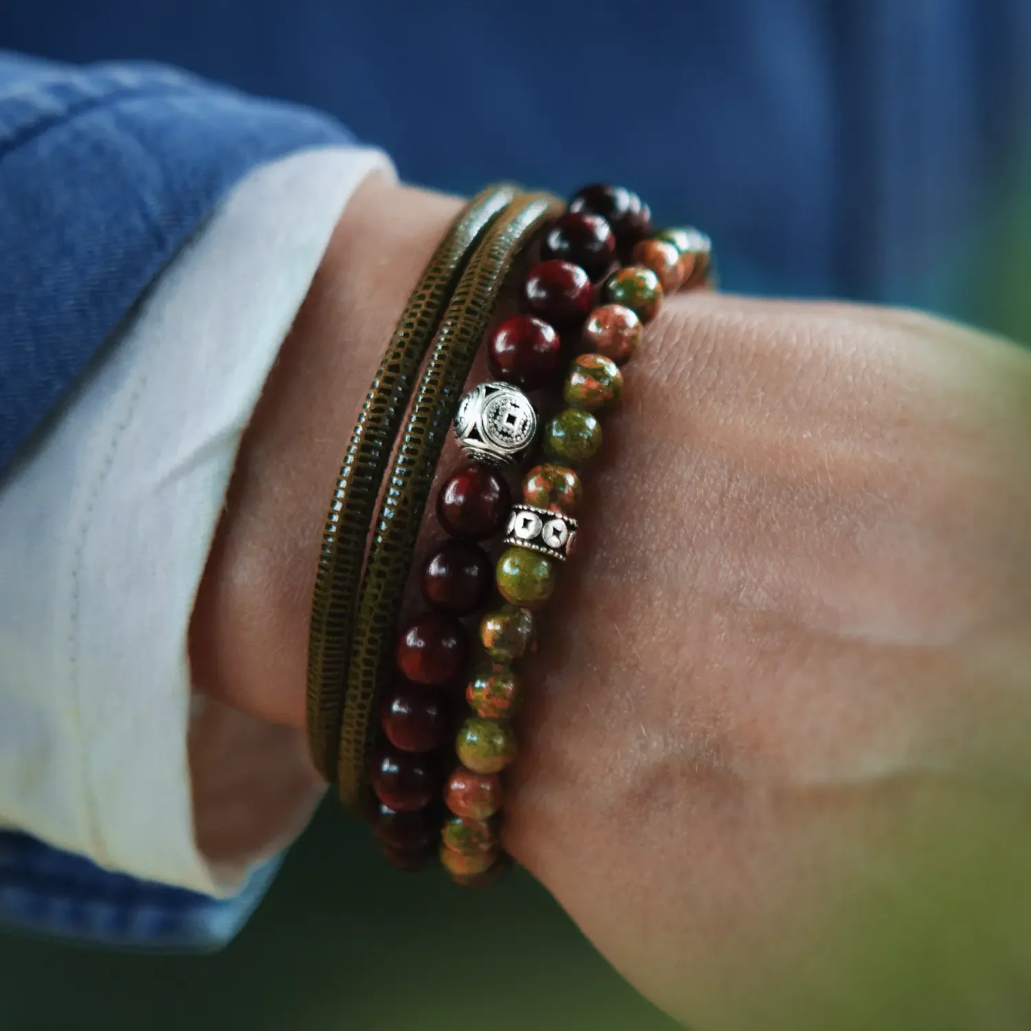 Baxter-Baxter-Unakite-6mm-On-Wrist.webp
