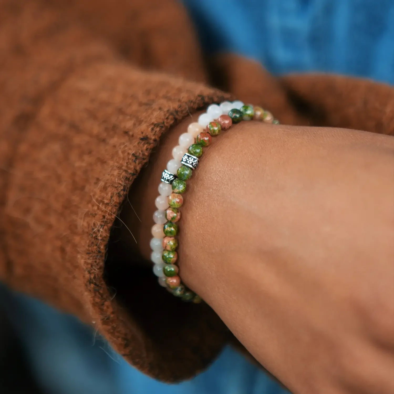 Baxter-Baxter-Unakite-4mm-On-Wrist.webp
