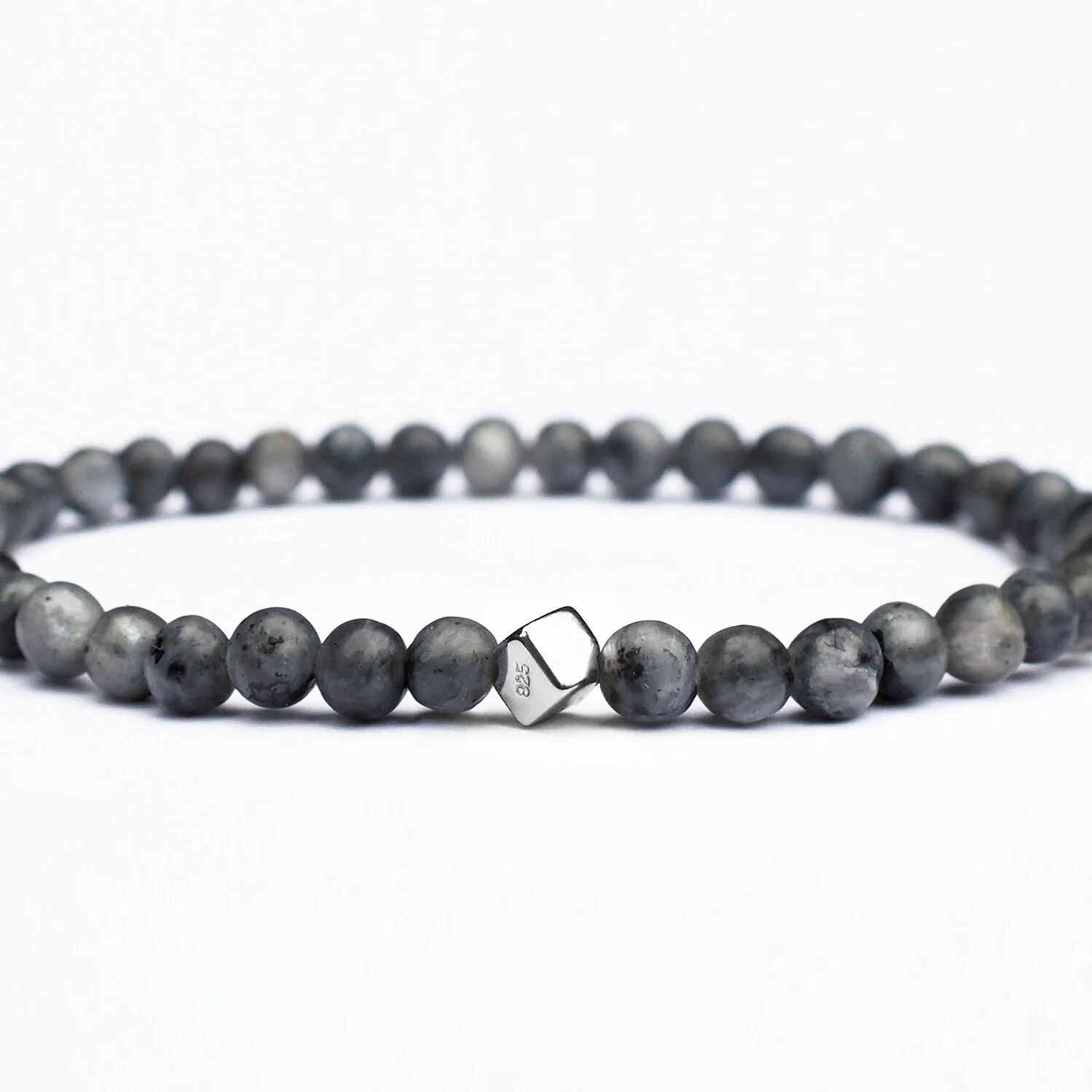 Gunmetal 4mm Silver Cube Bracelet 2.jpg