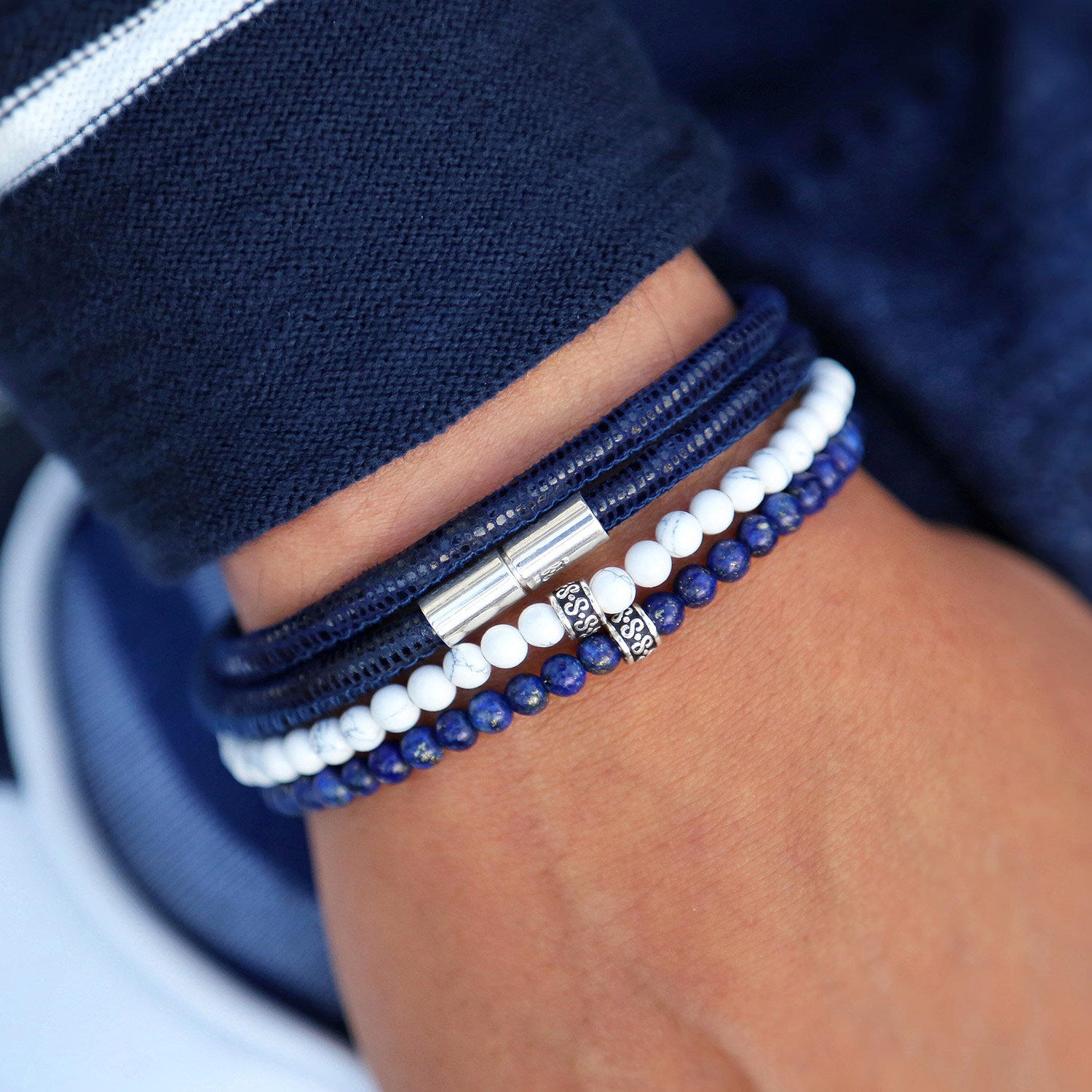 Navy Blue Ceramic Beads Bracelet – Zainarts53