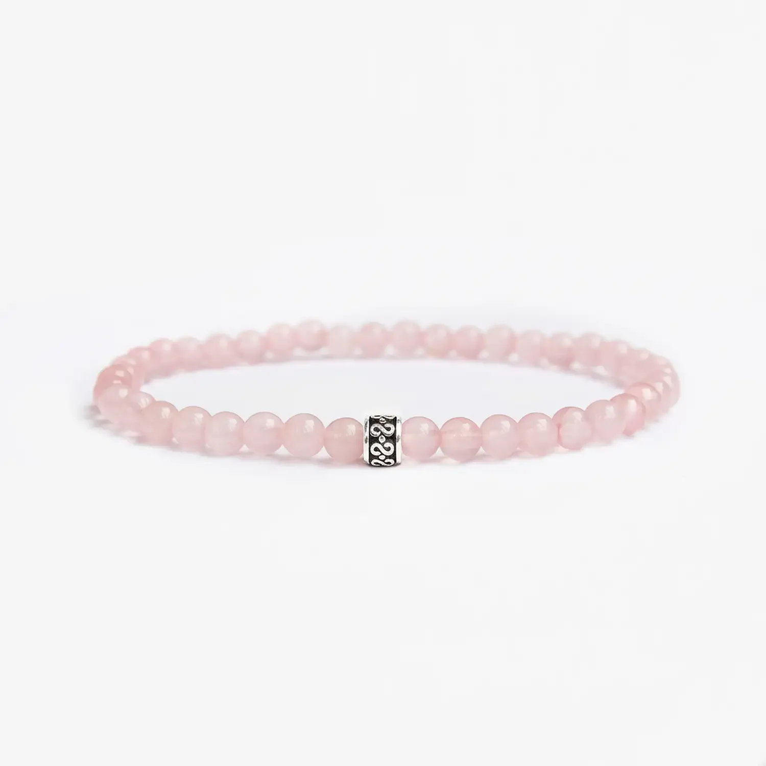 Rose Quartz 4mm 925 Sterling Silver Bracelet
