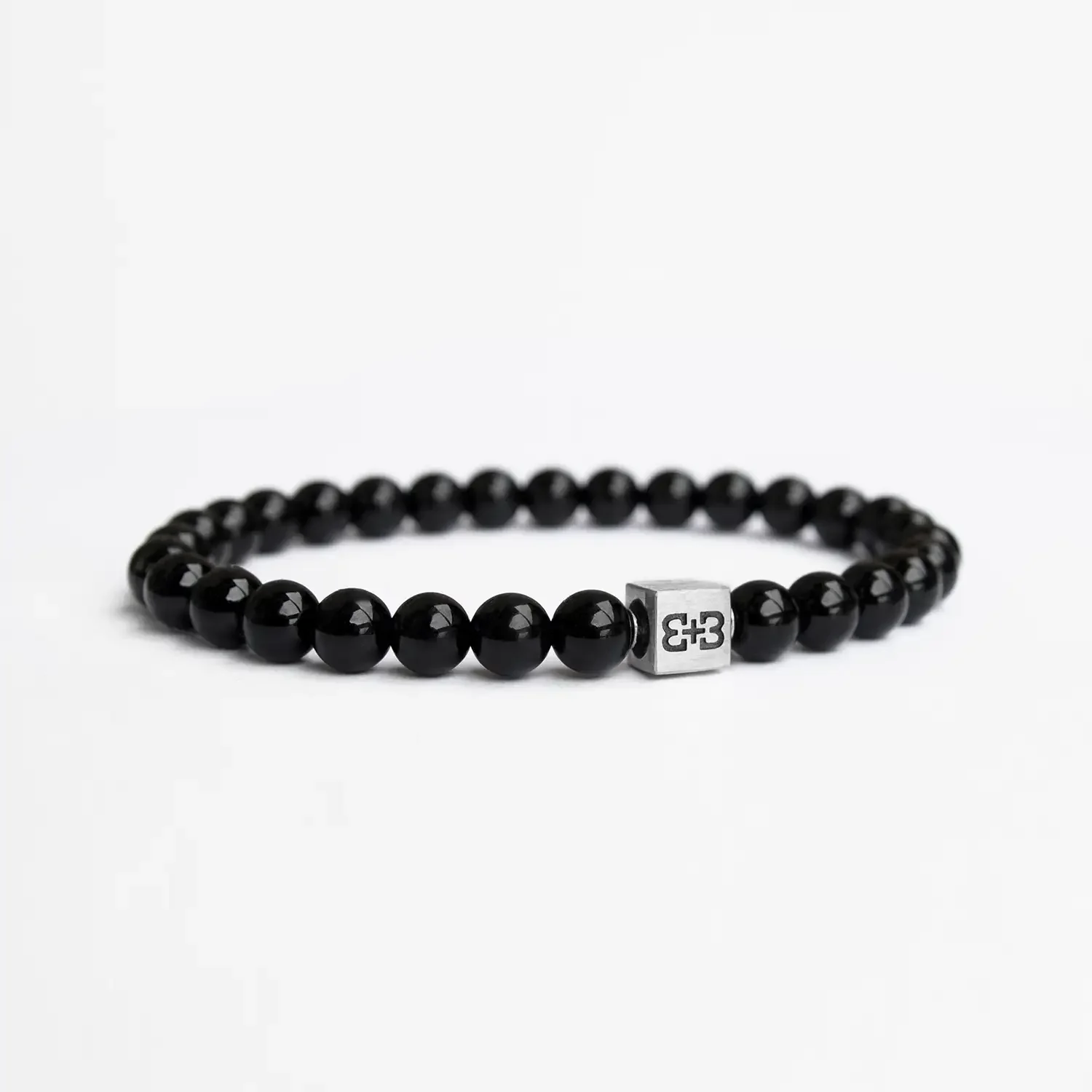 Black Onyx Brushed Silver Symbol Bracelet 02.webp
