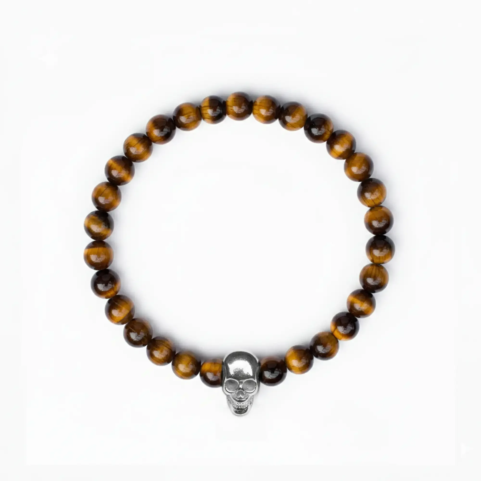 Tiger Eye Silver Skull Bracelet 03.webp