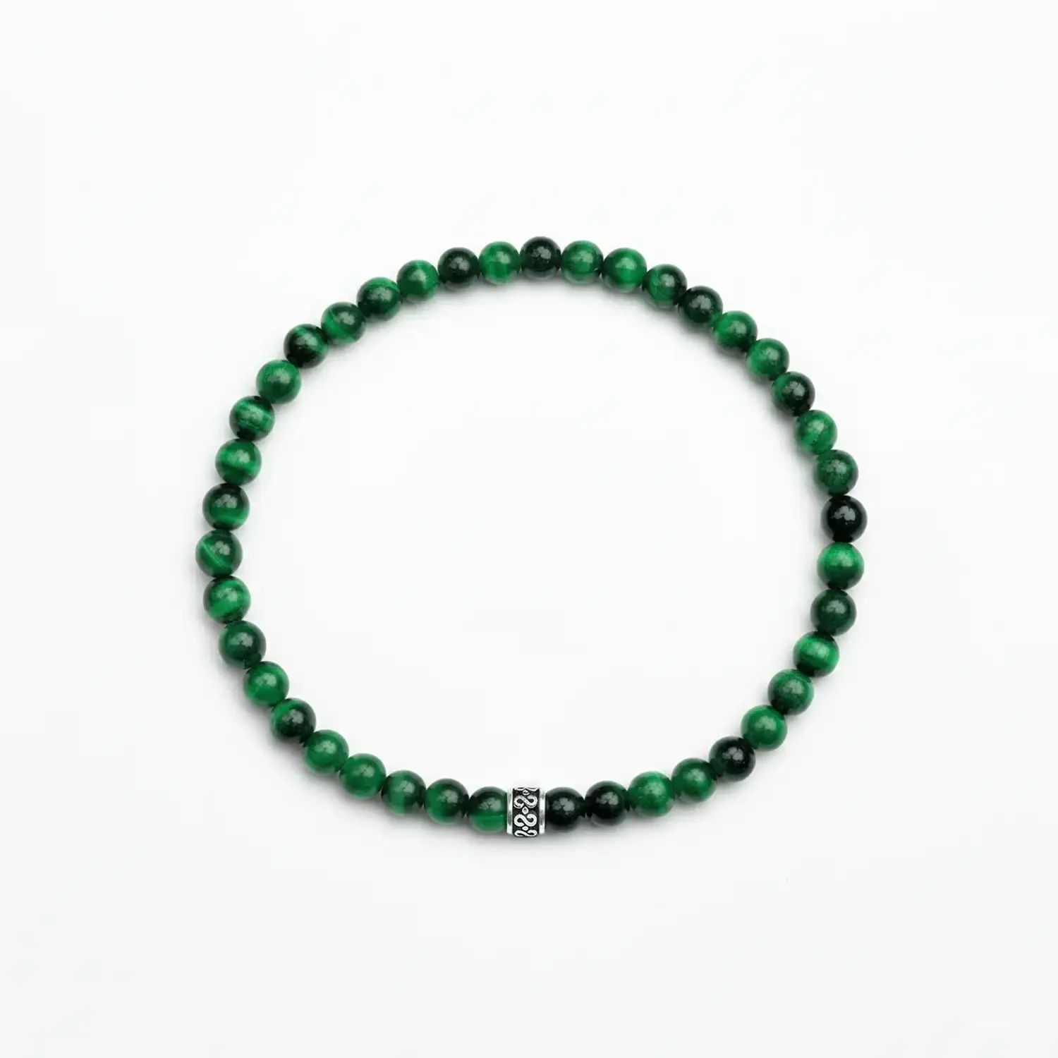 Green Tiger Eye 4mm Silver Bracelet 02.webp