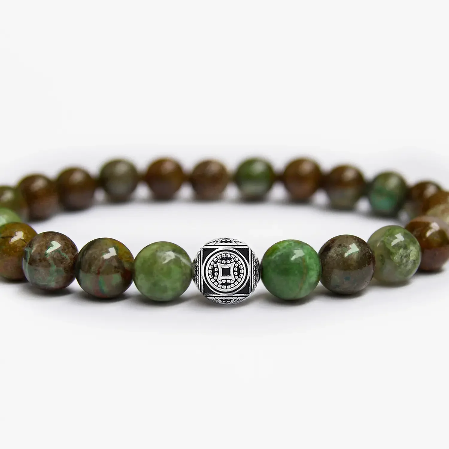 Earth Stone 8mm Silver Bracelet 2.webp