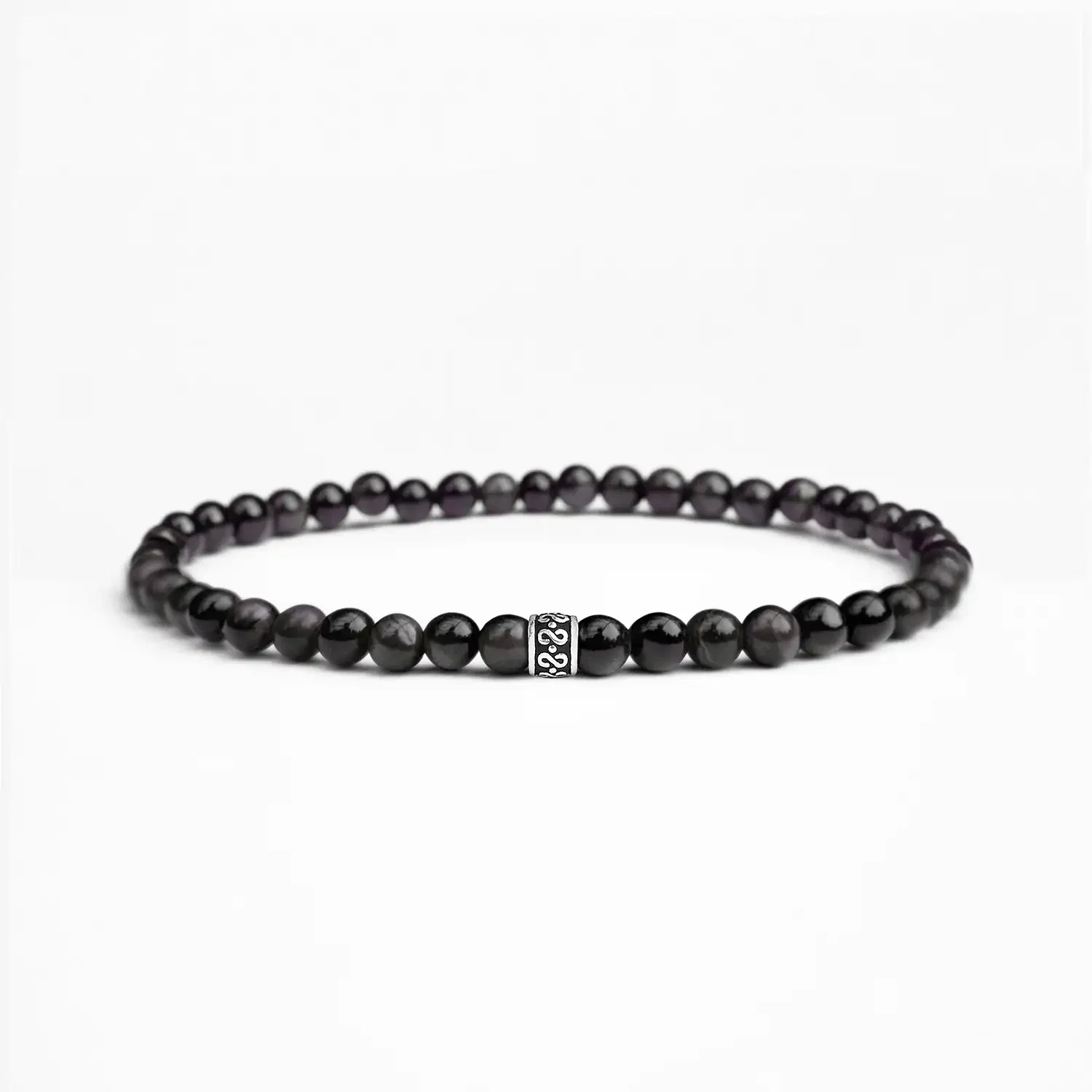 Noir Tiger Eye 4mm 925 Sterling Silver Bracelet