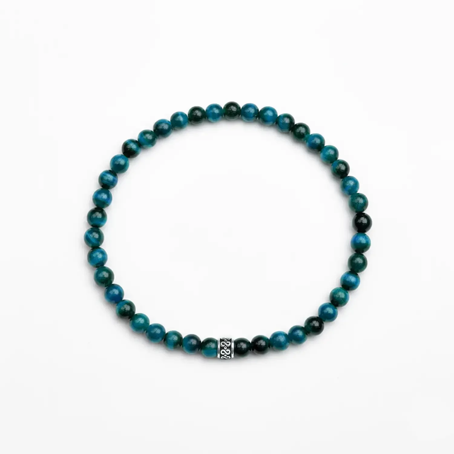 Azure Tiger Eye 4mm Silver Bracelet 02.webp