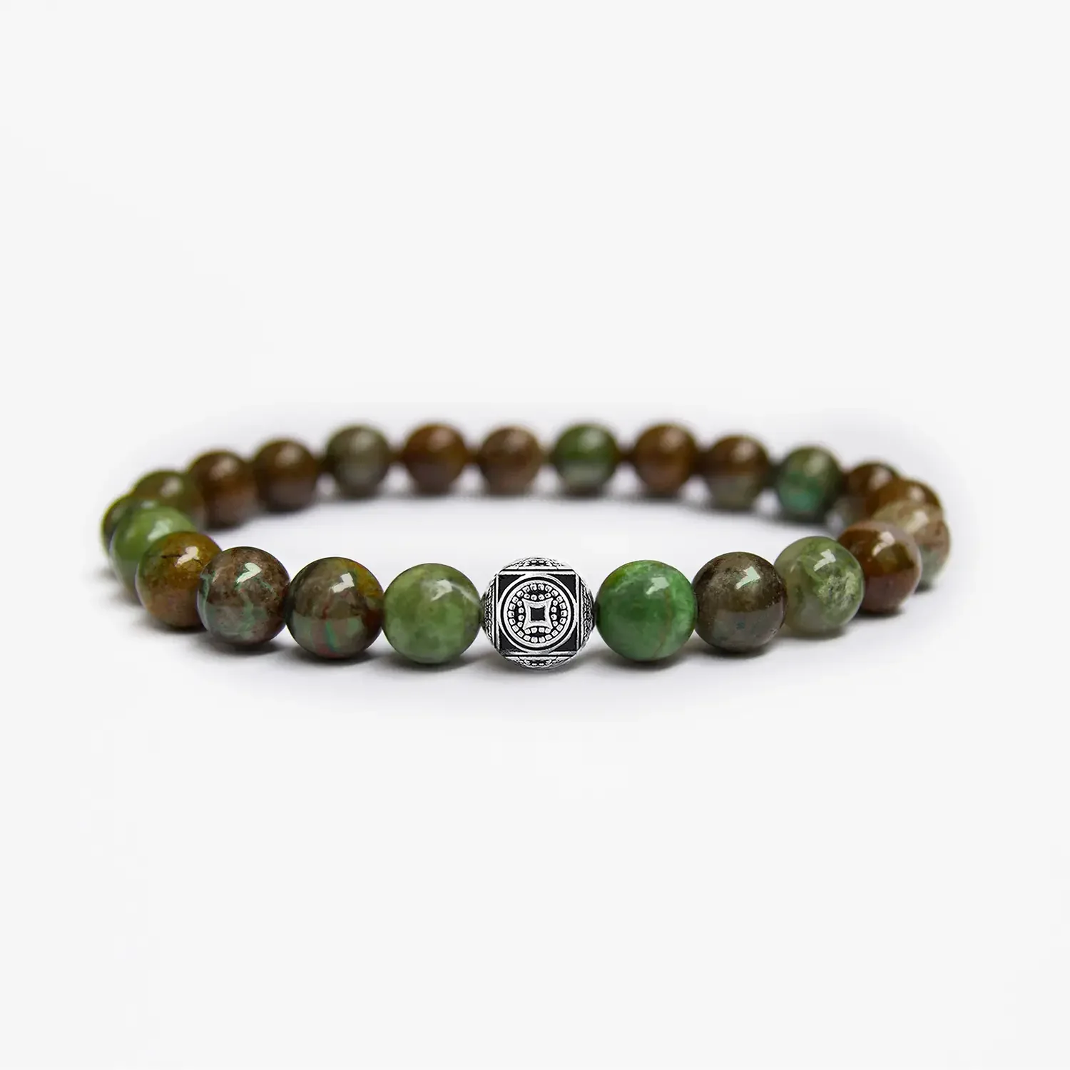 Earth Stone 8mm Silver Bracelet 1.webp
