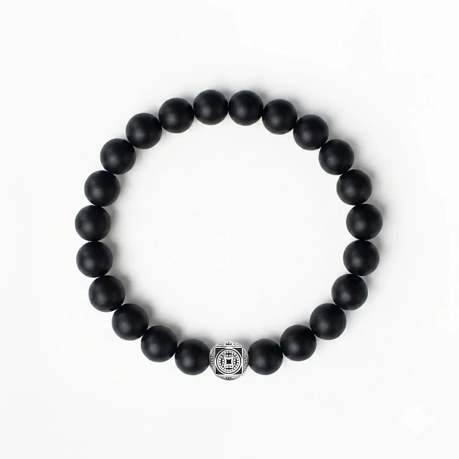 Matte Onyx 8mm Silver Bracelet 02.webp