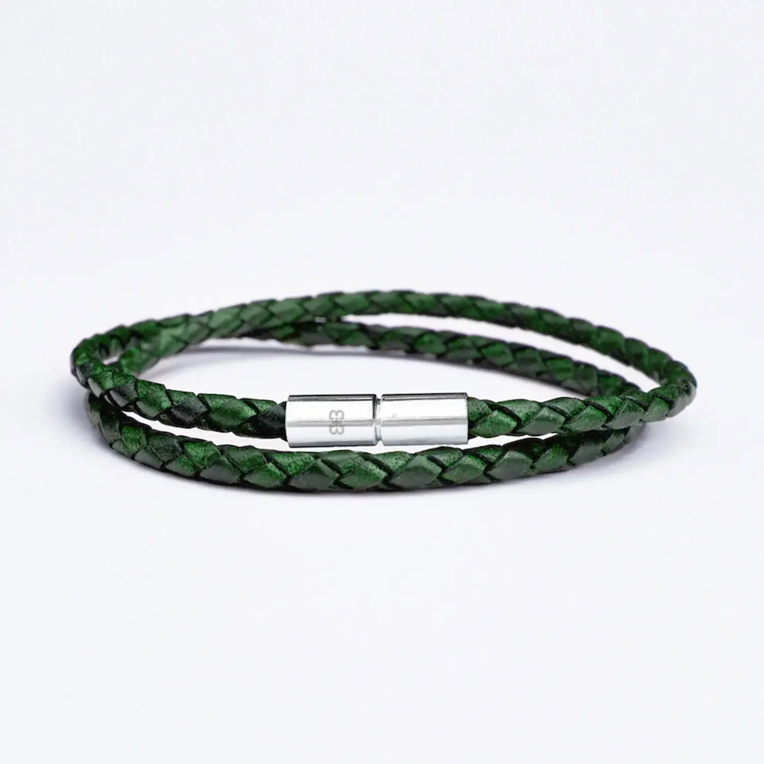 Forest Green Braided Leather Bracelet