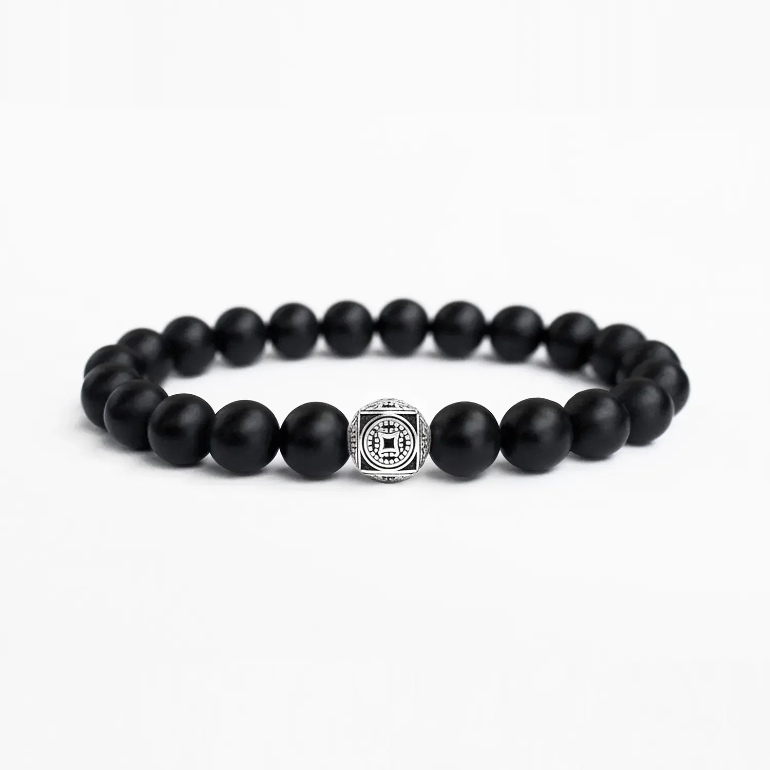 Matte Onyx 8mm 925 Sterling Silver Bracelet