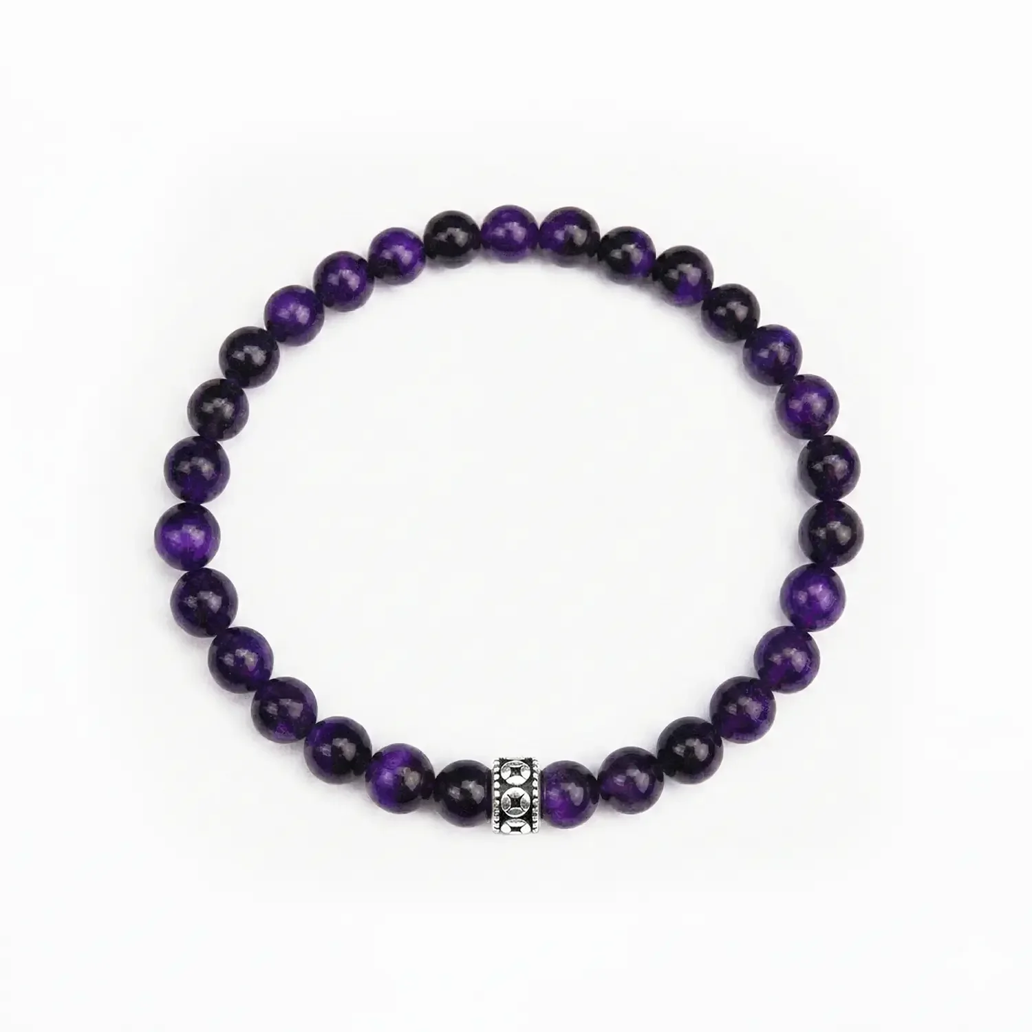 Purple Tigers Eye 6mm Silver Bracelet 02.webp