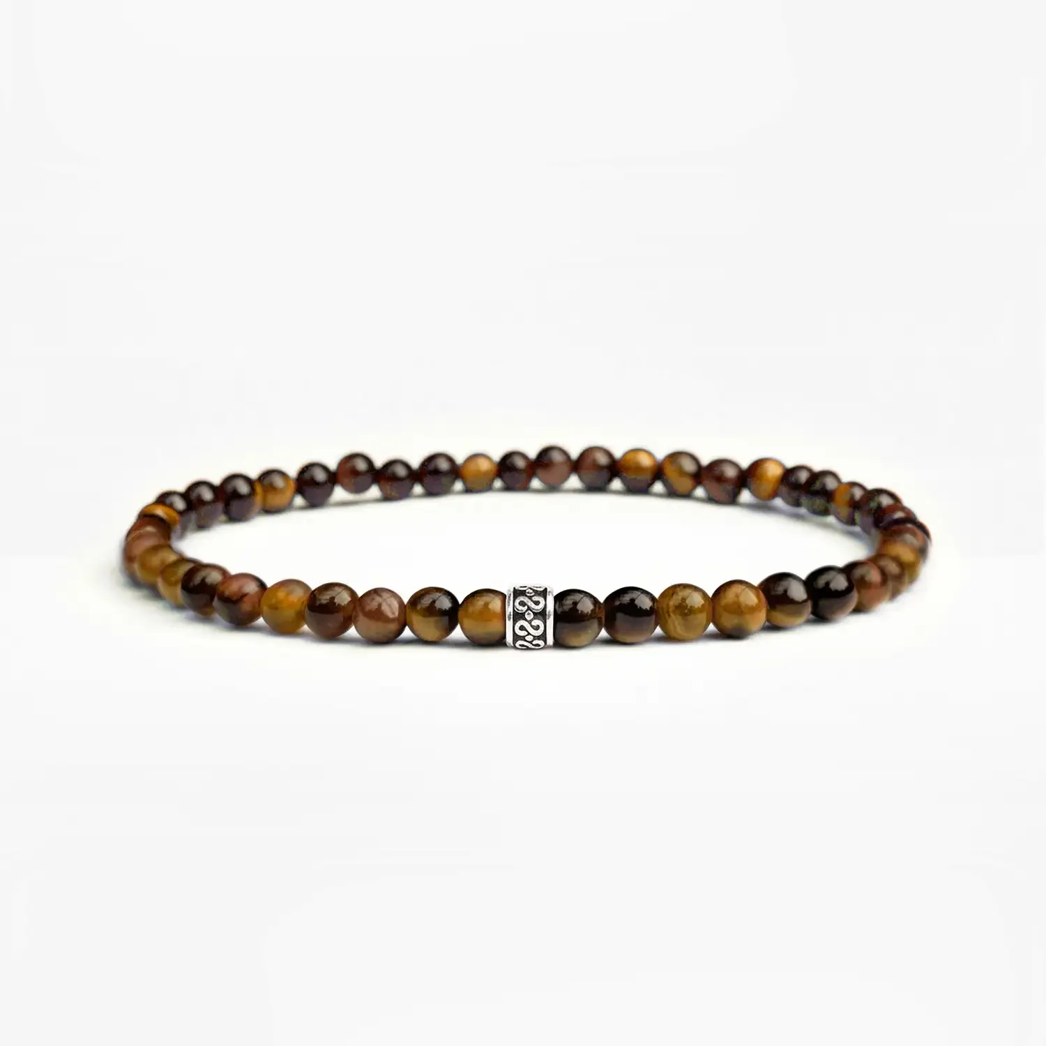 Tigers Eye 4mm 925 Sterling Silver Bracelet