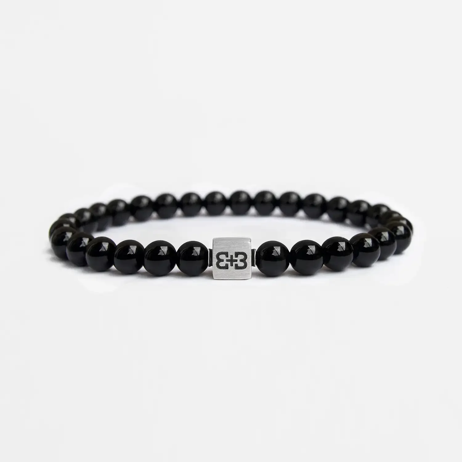 Black Onyx Brushed Silver Symbol Bracelet 01.webp