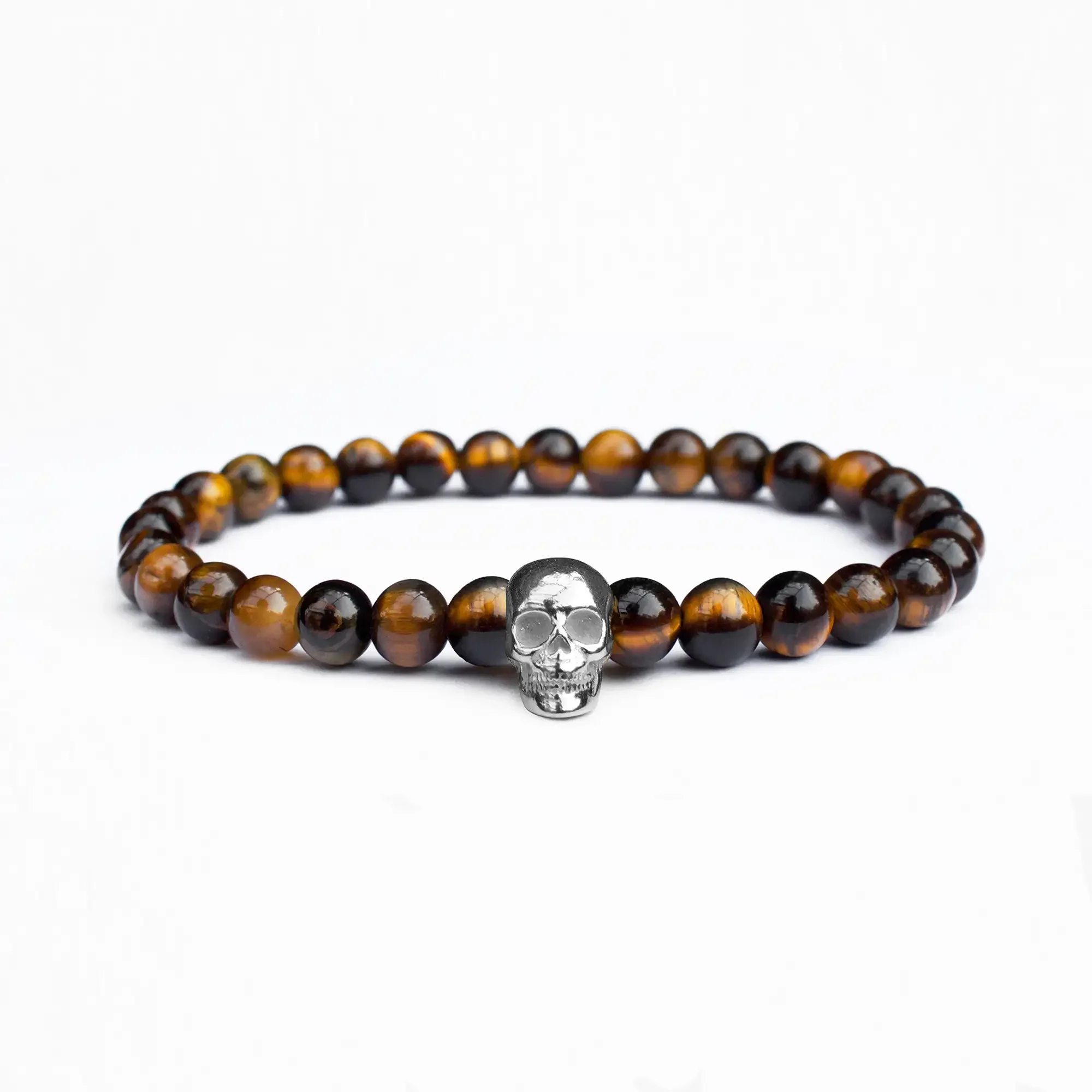 Tiger Eye Silver Skull Bracelet 02.webp