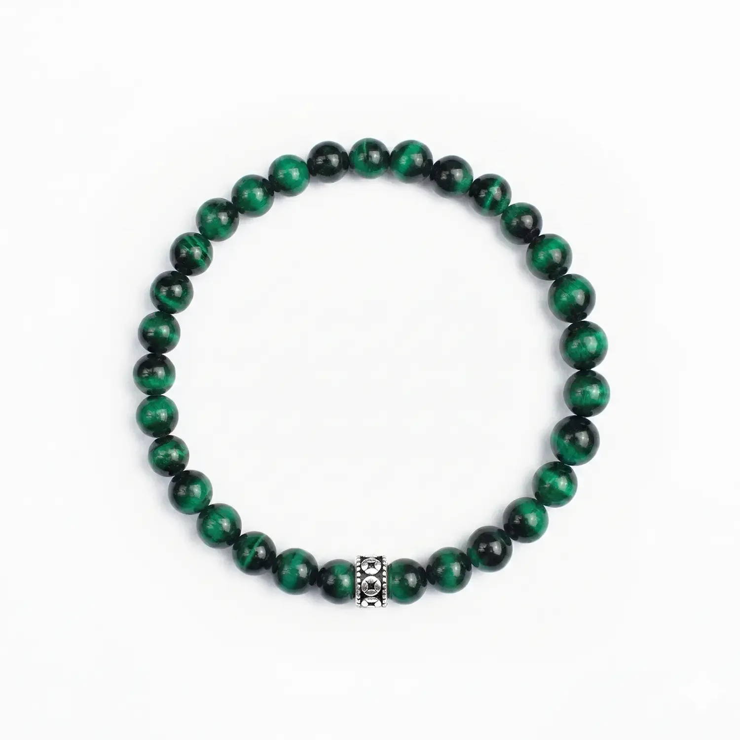 Green Tigers Eye 6mm Silver Bracelet 02.webp