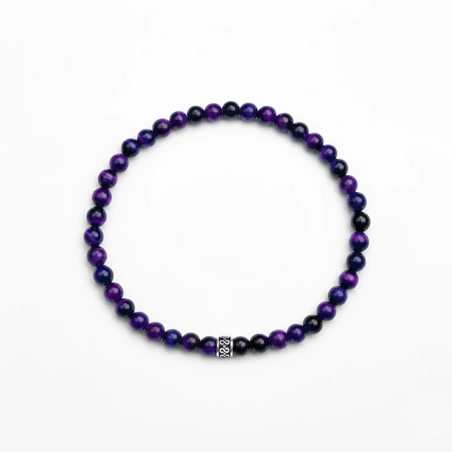Purple Tigers Eye 4mm Silver Bracelet 02.webp