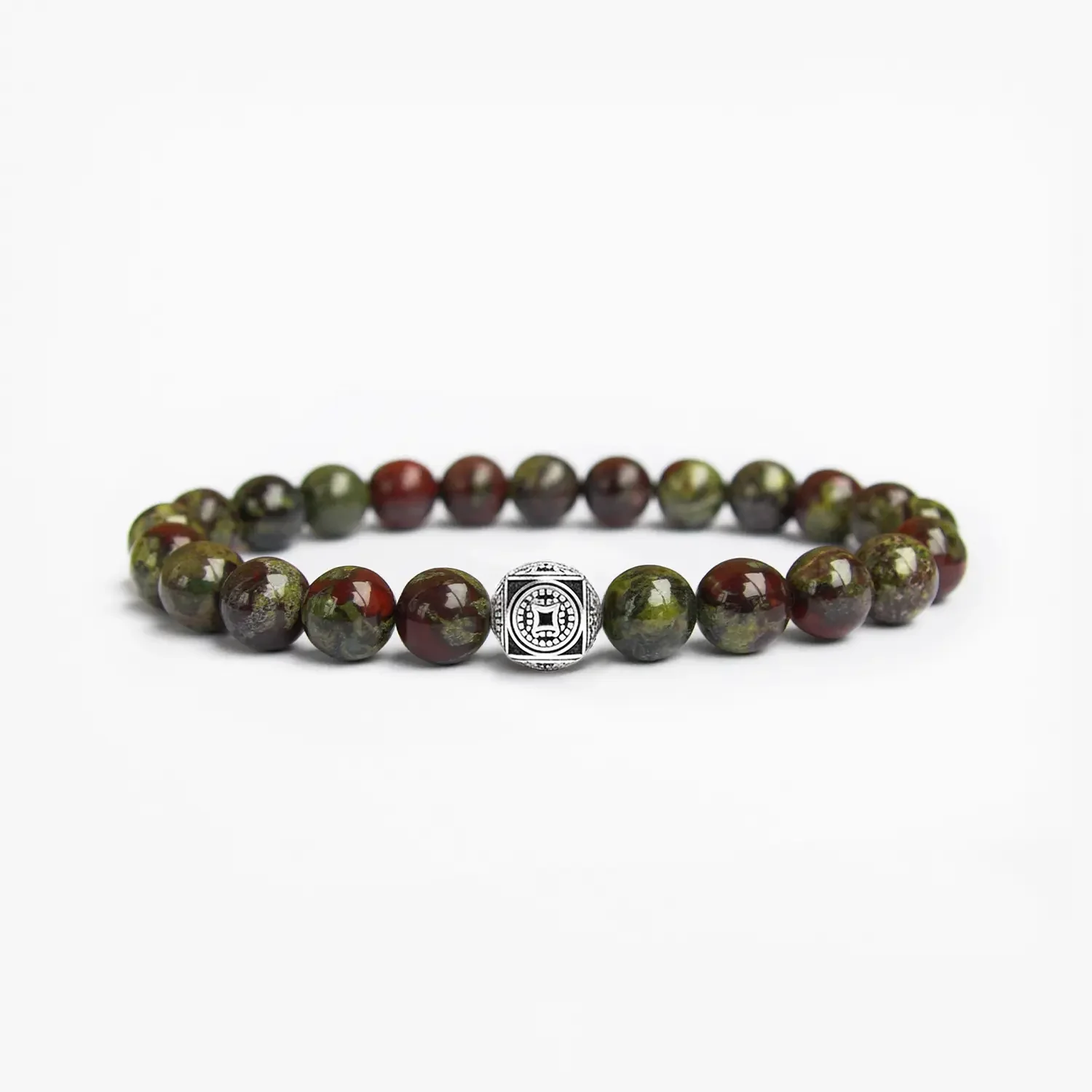 Bloodstone 8mm 925 Sterling Silver Bracelet