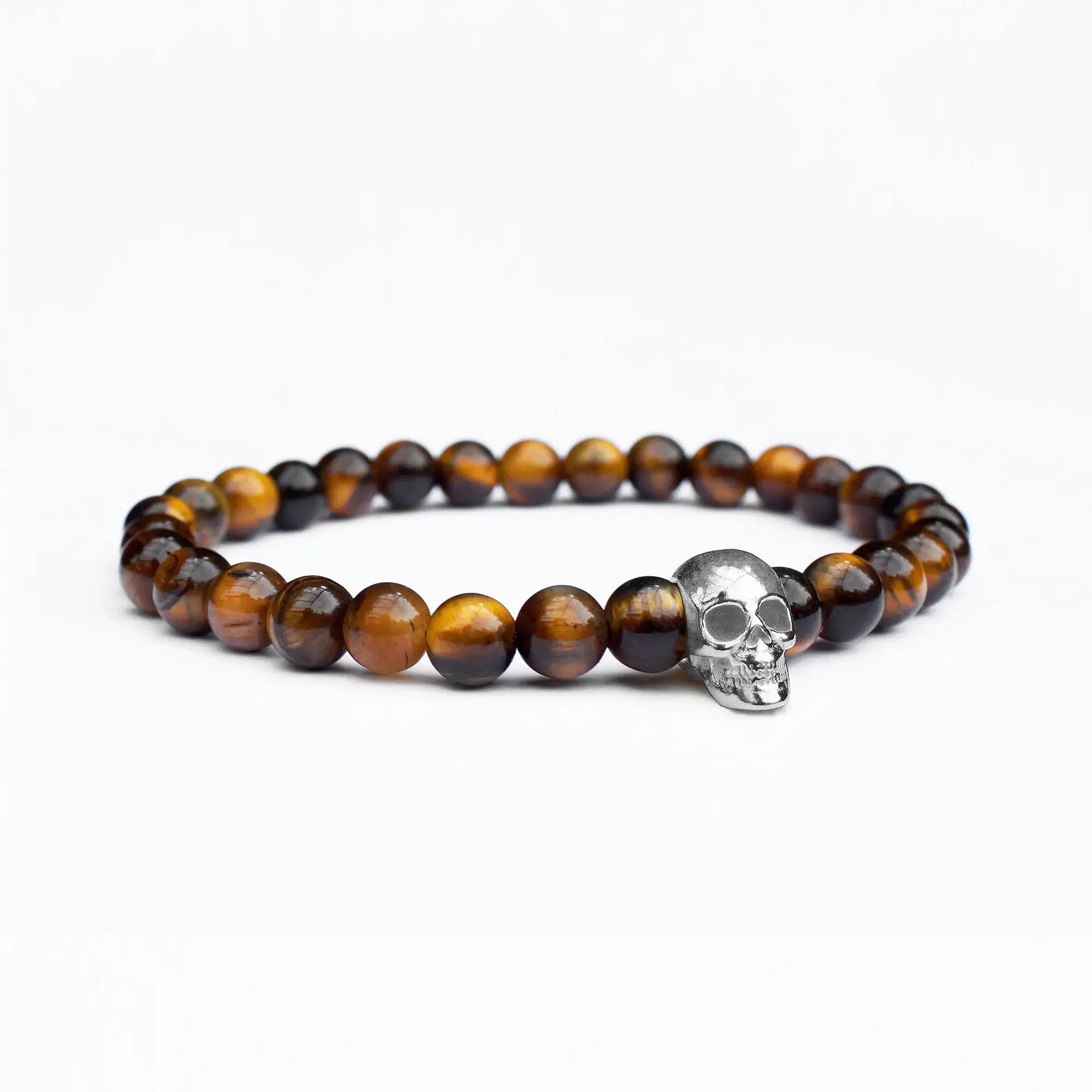 Tiger Eye Silver Skull Bracelet 01.webp