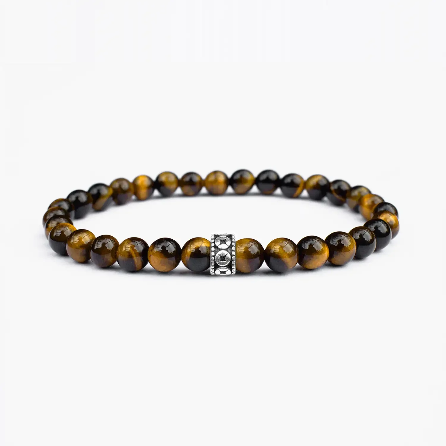 Tigers Eye 6mm 925 Sterling Silver Bracelet