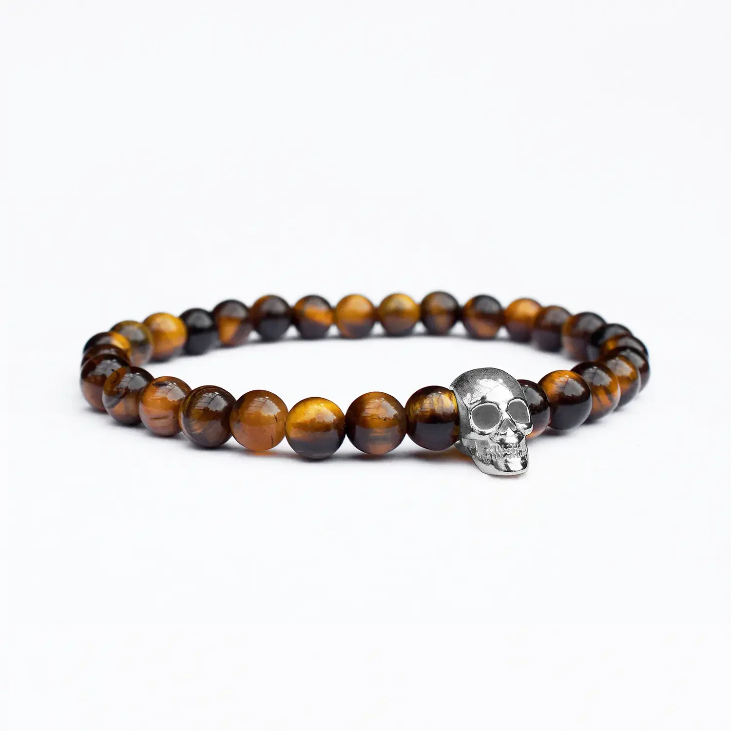 Tiger Eye Silver Skull Bracelet 2.webp