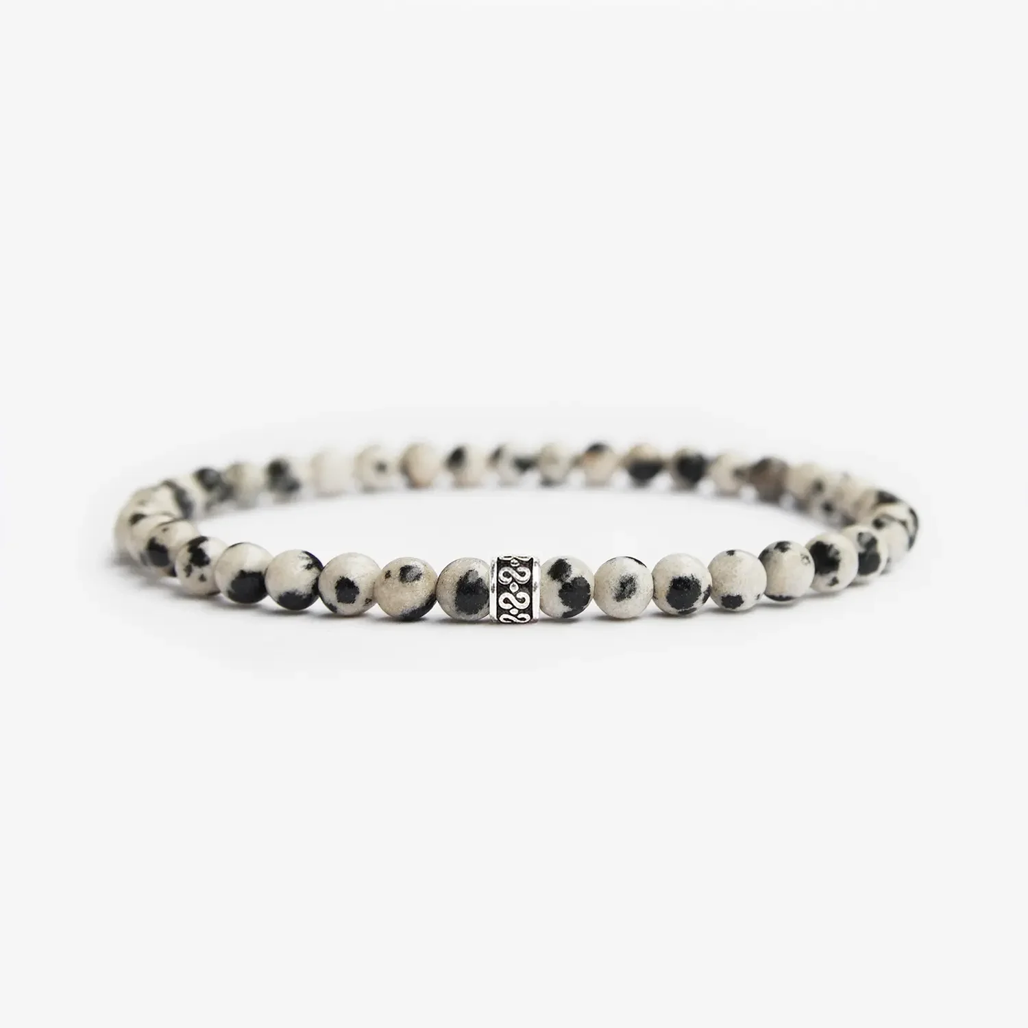 Dalmatian Stone 4mm 925 Sterling Silver Bracelet