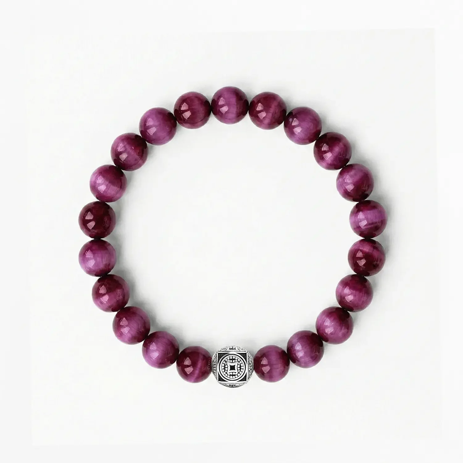 Magenta Tigers Eye 8mm Silver Bracelet 02.webp