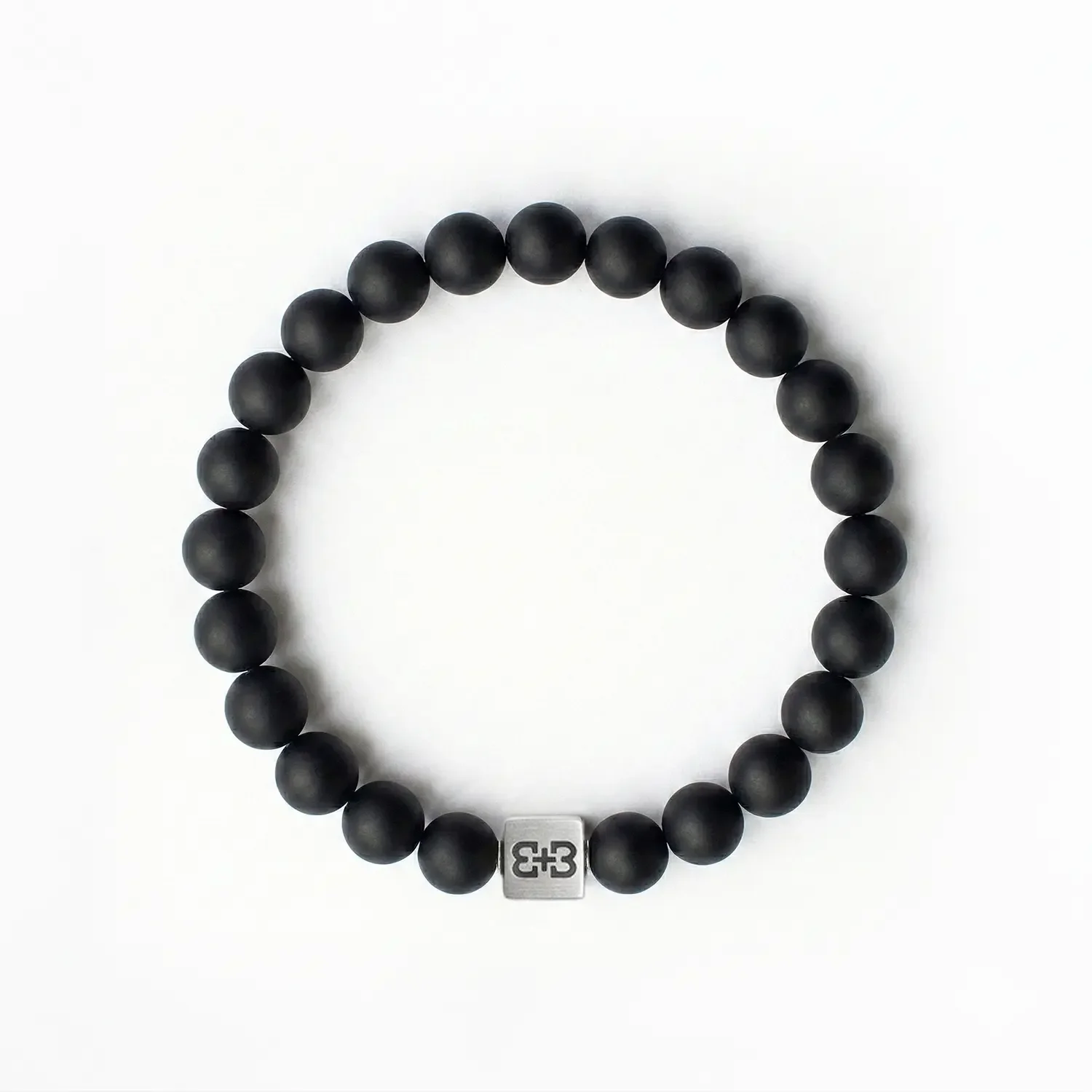 Matte Onyx 8mm Brushed Sterling Silver Symbol Bracelet 02.webp