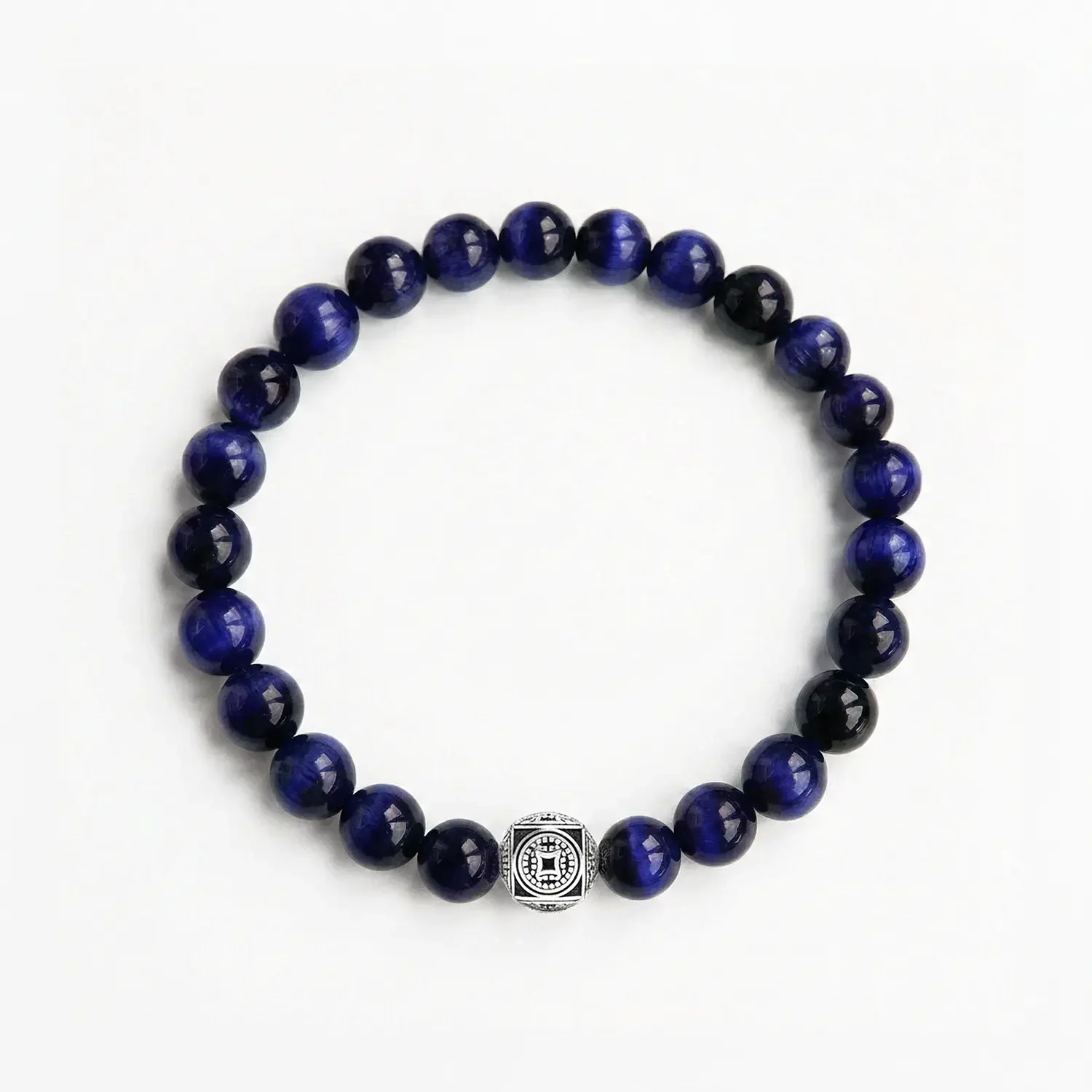Blue Tigers Eye 8mm Silver Bracelet 02.webp