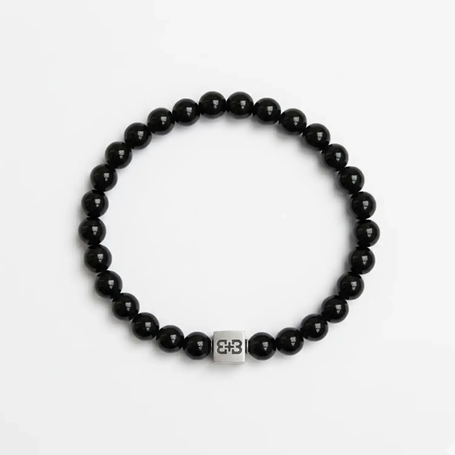 Black Onyx Brushed Silver Symbol Bracelet 03.webp