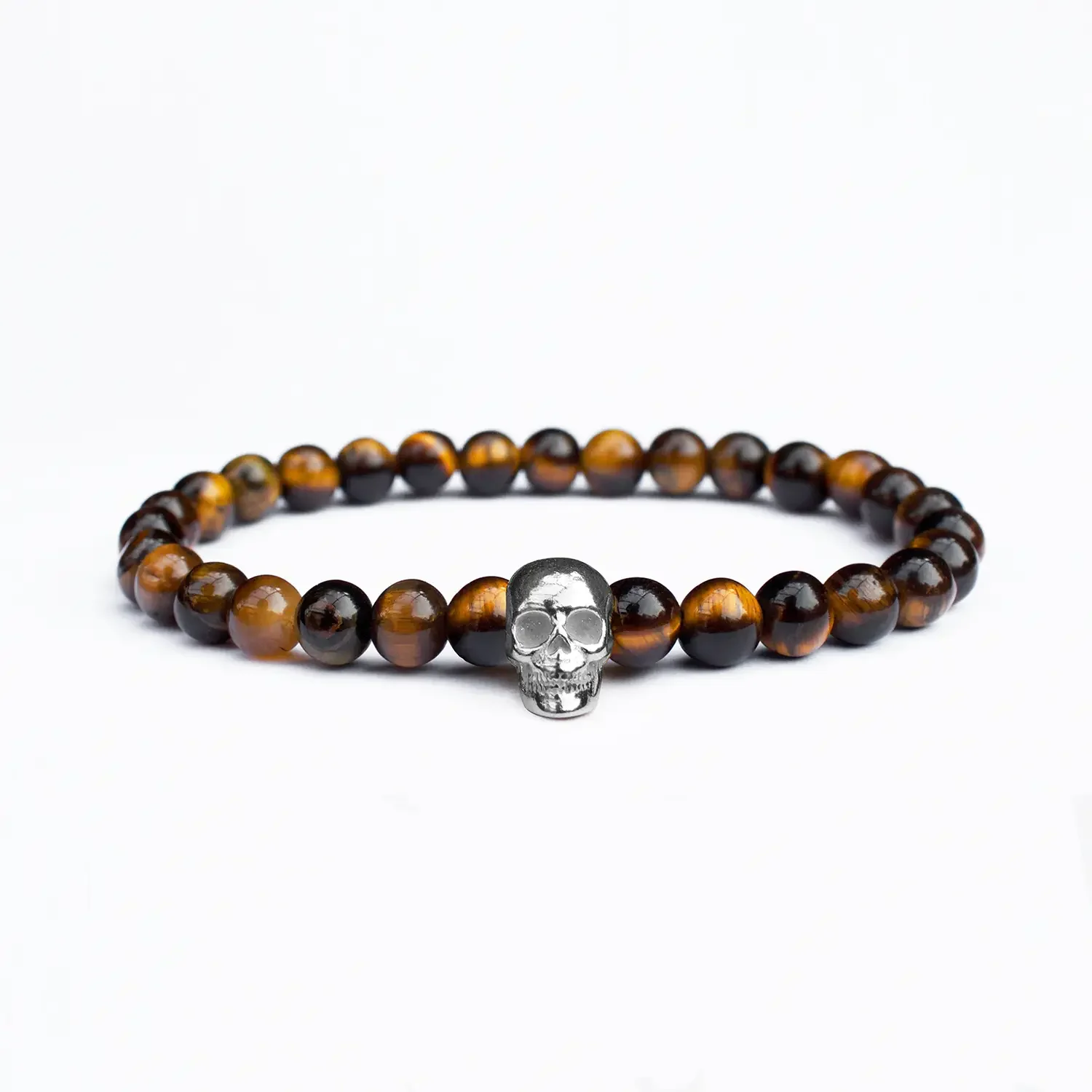 Tiger Eye Silver Skull Bracelet 1.webp