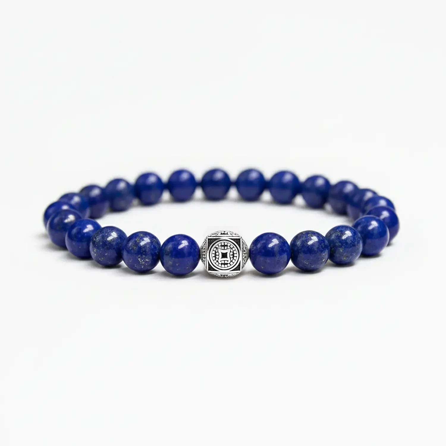 Deep Blue 8mm 925 Sterling Silver Bracelet