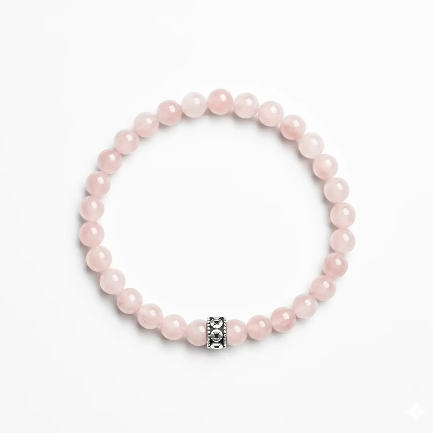 Rose Quartz 6mm Silver Bracelet 02.webp