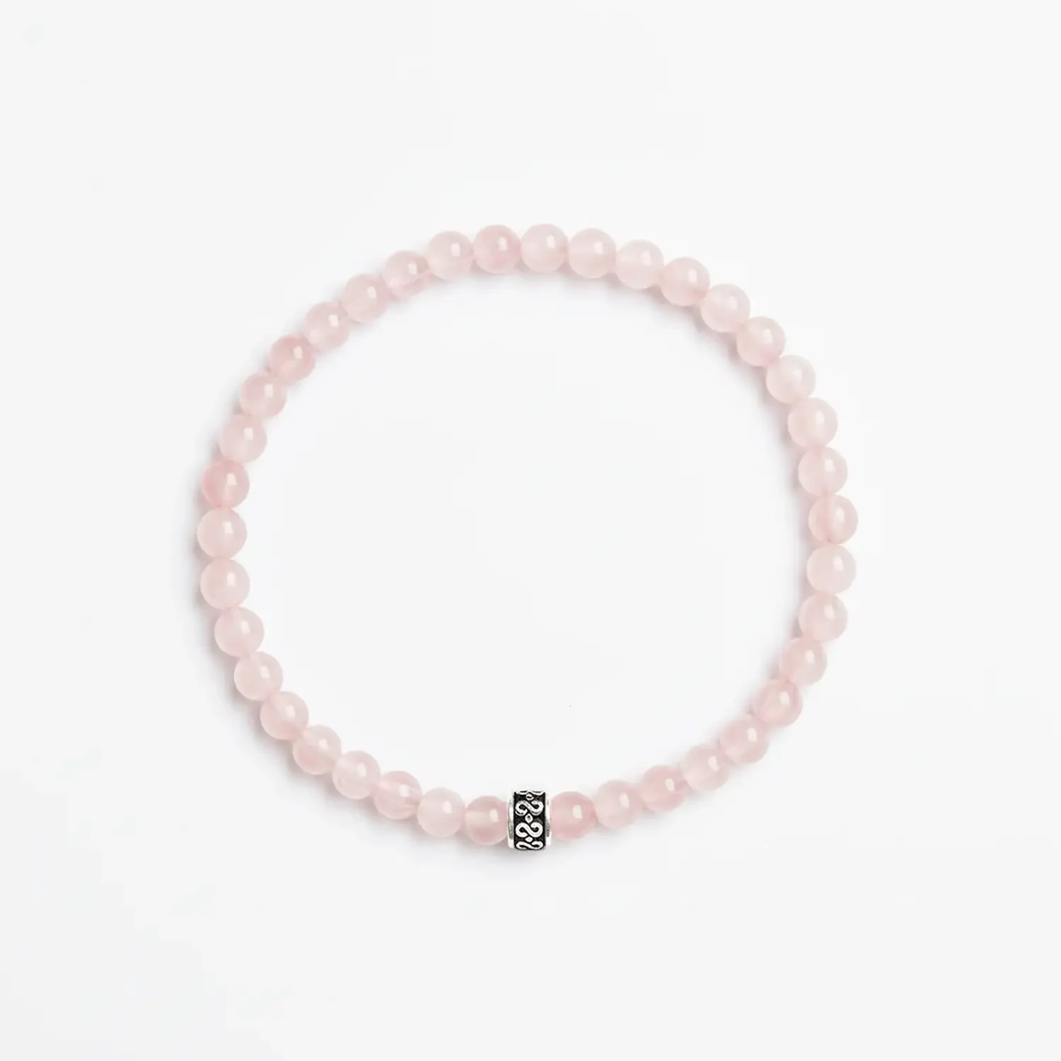 Rose Quartz 4mm Silver Bracelet 02.webp