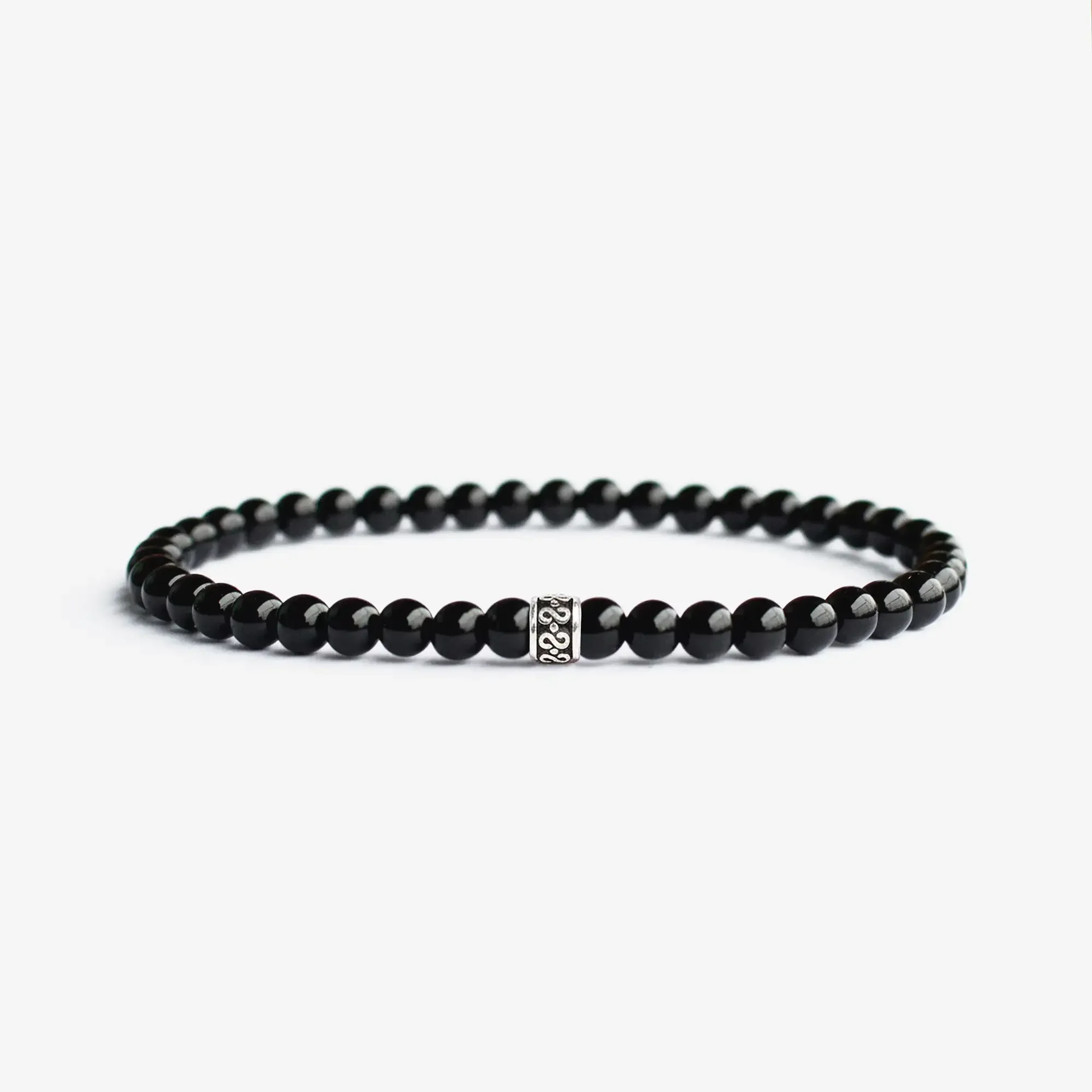 Black Onyx 4mm 925 Sterling Silver Bracelet
