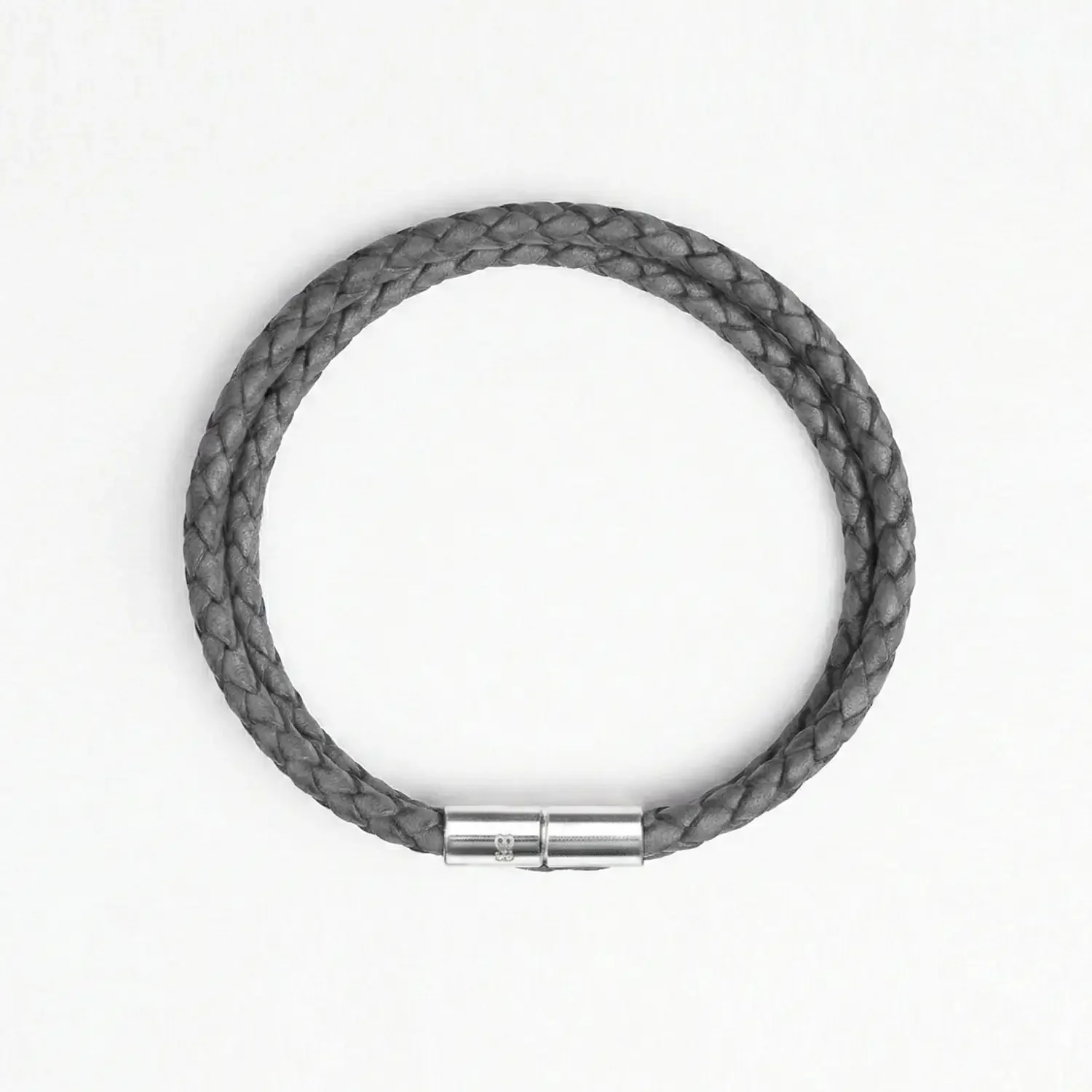 Grey Woven Leather Bracelet 02.webp